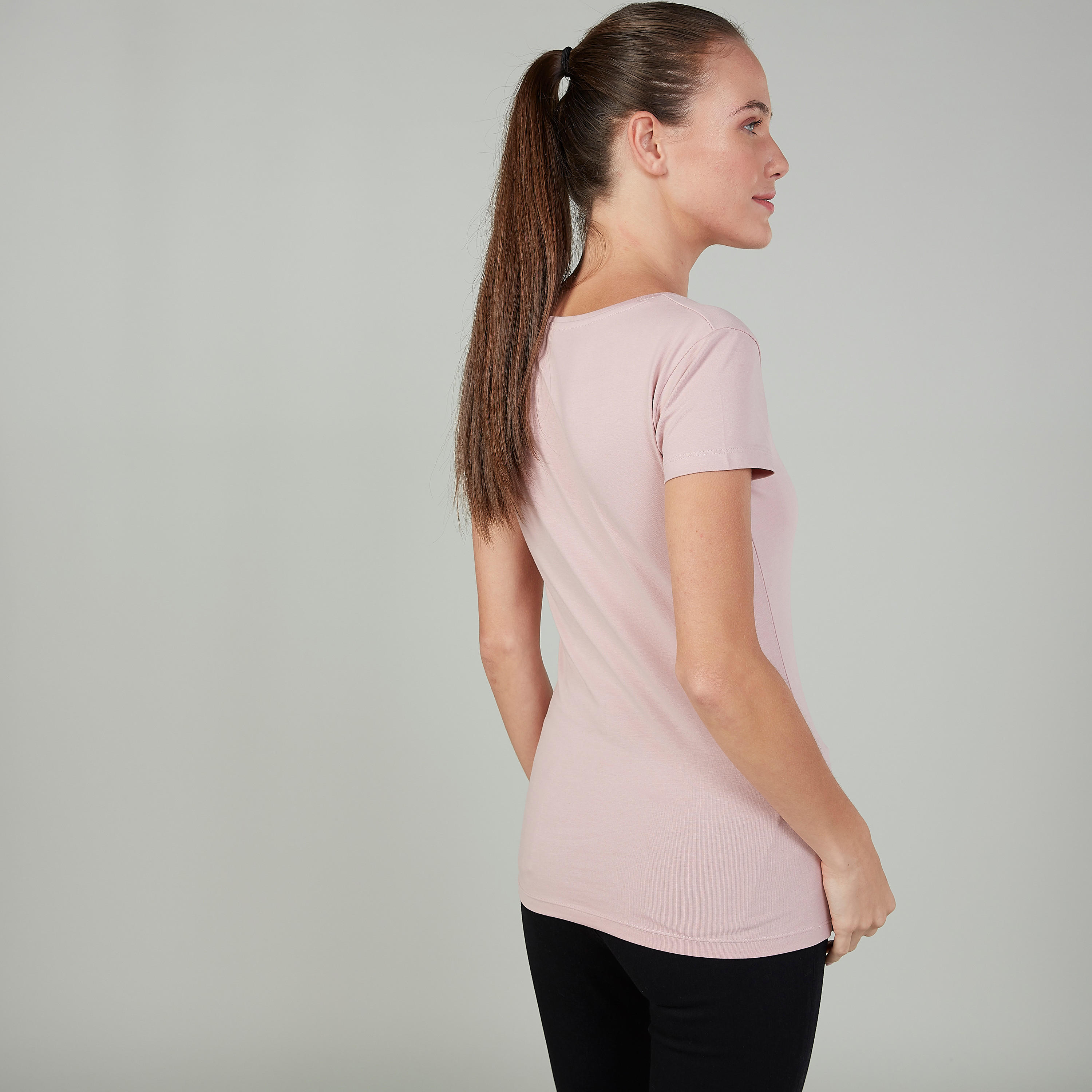 تيشيرت سادة بياقة V وأكمام قصيرة-women-clothing-tshirts-image-2