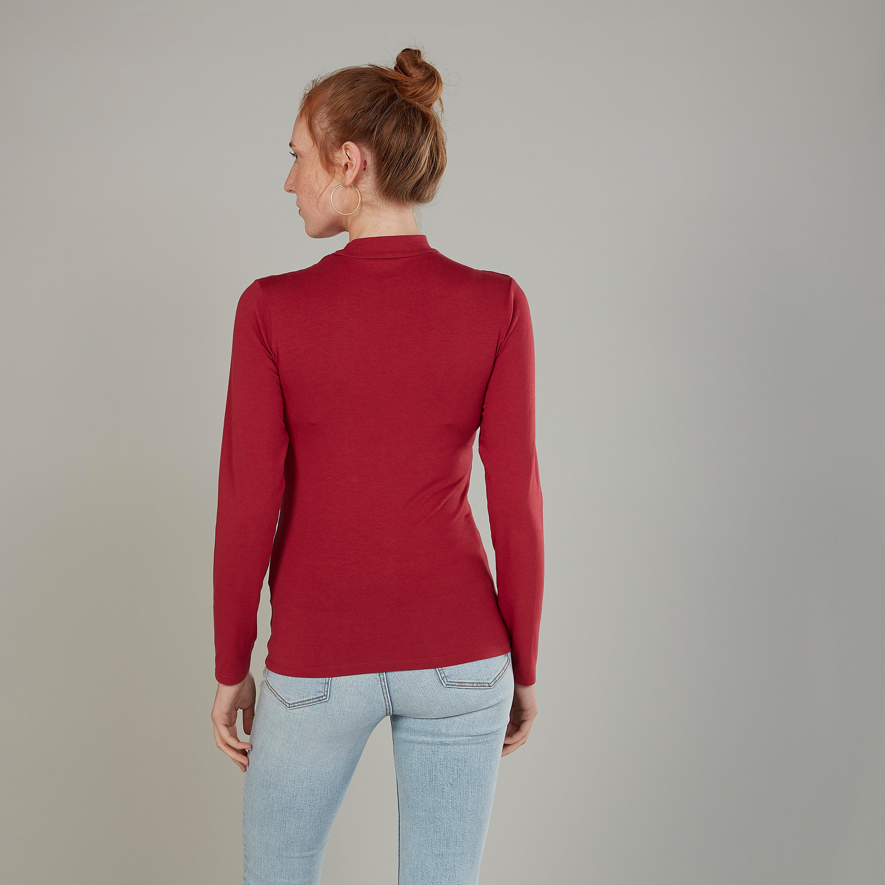 Solid Top with High Neck and Long Sleeves-women-clothing-tshirts-image-4