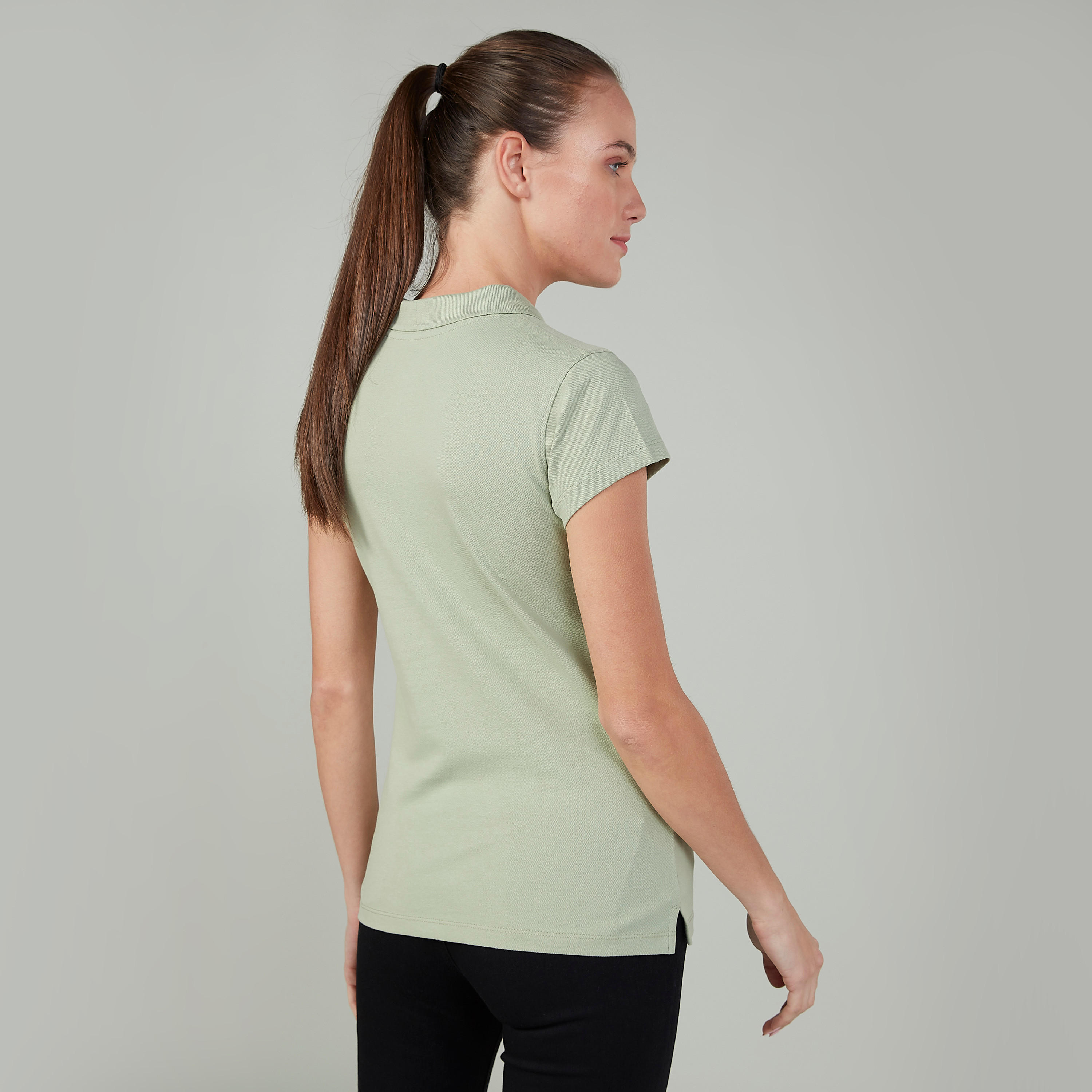 Plain T-shirt with Polo Neck and Cap Sleeves-women-clothing-tshirts-image-4