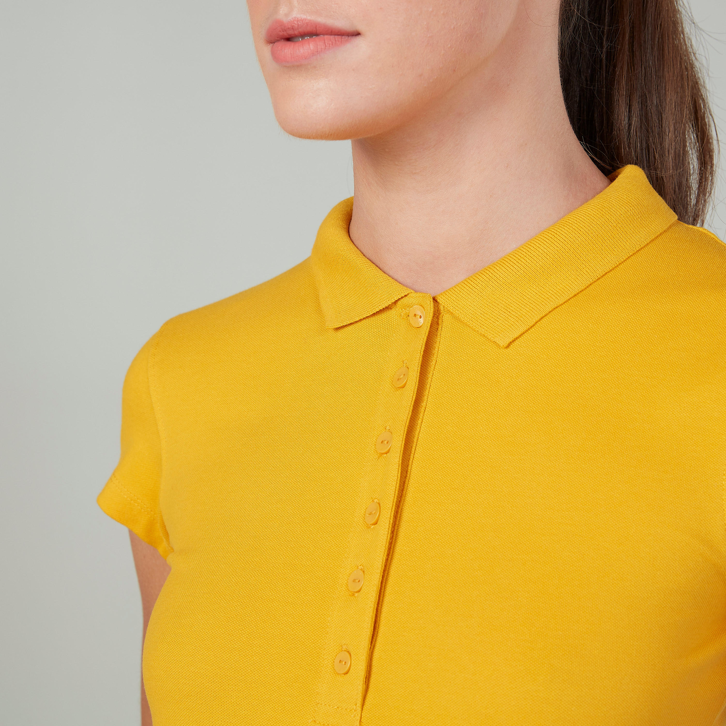 Plain T-shirt with Polo Neck and Cap Sleeves-women-clothing-tshirts-image-3