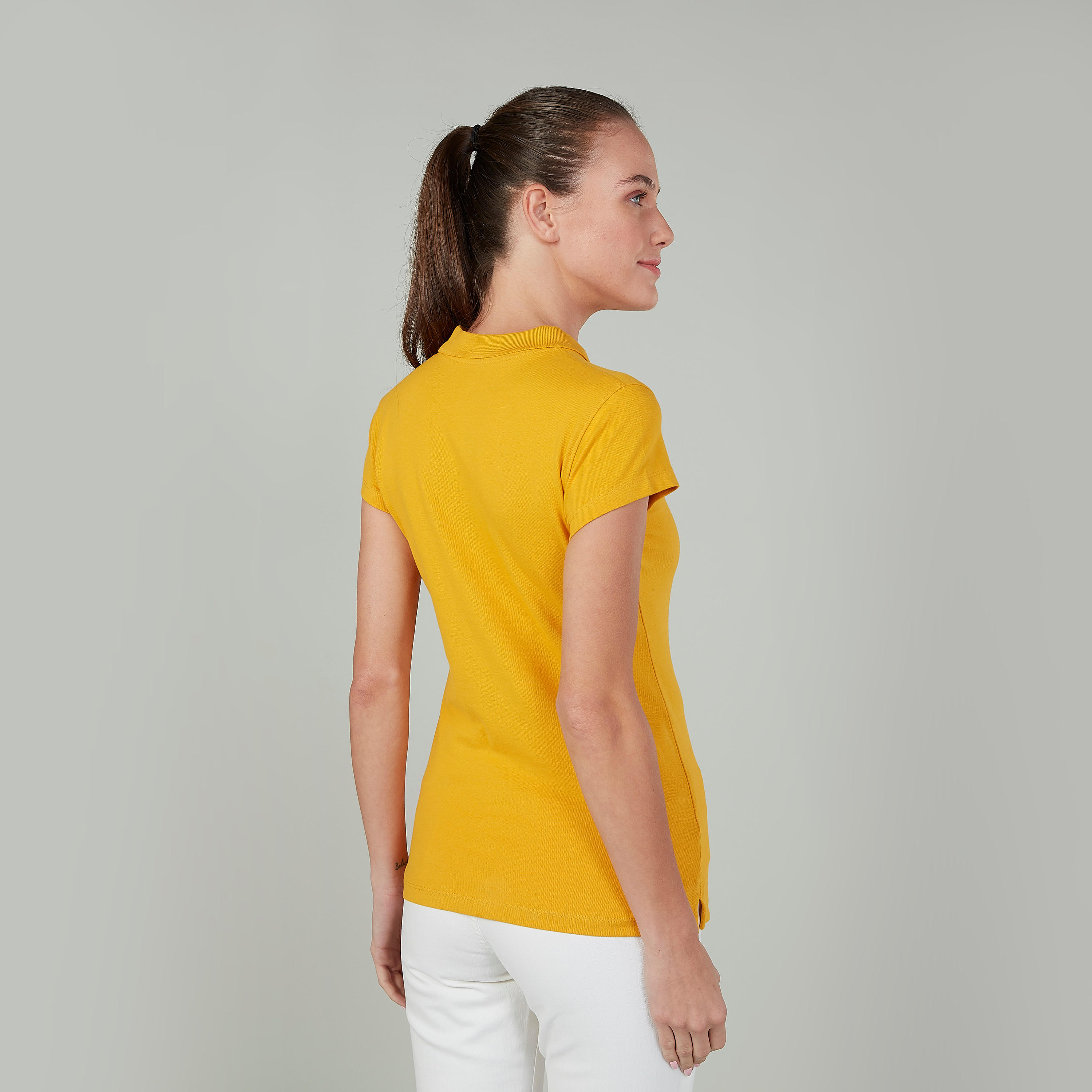 Plain T-shirt with Polo Neck and Cap Sleeves-women-clothing-tshirts-image-4