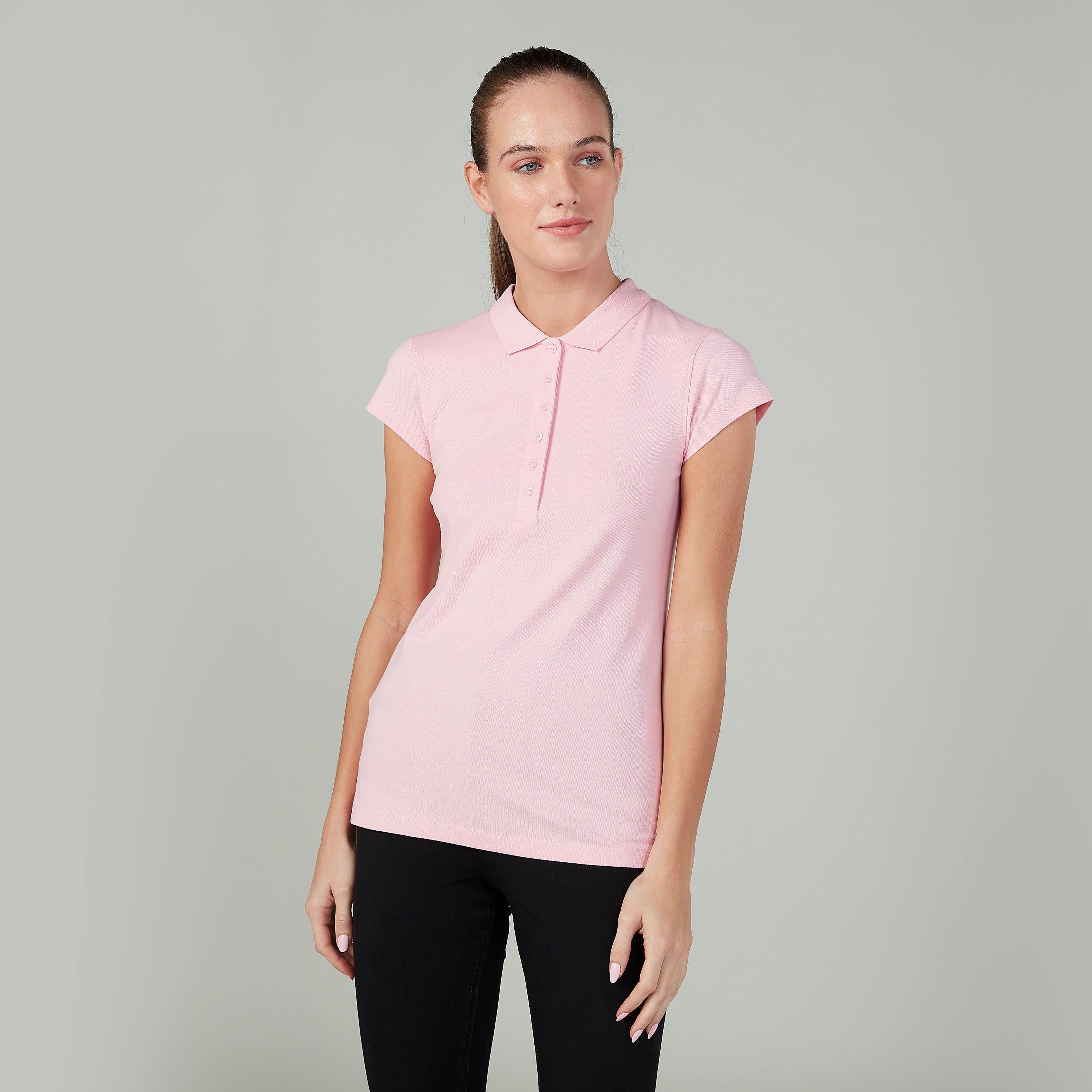 تيشيرت بولو سادة بأكمام كاب-women-clothing-tshirts-image-5