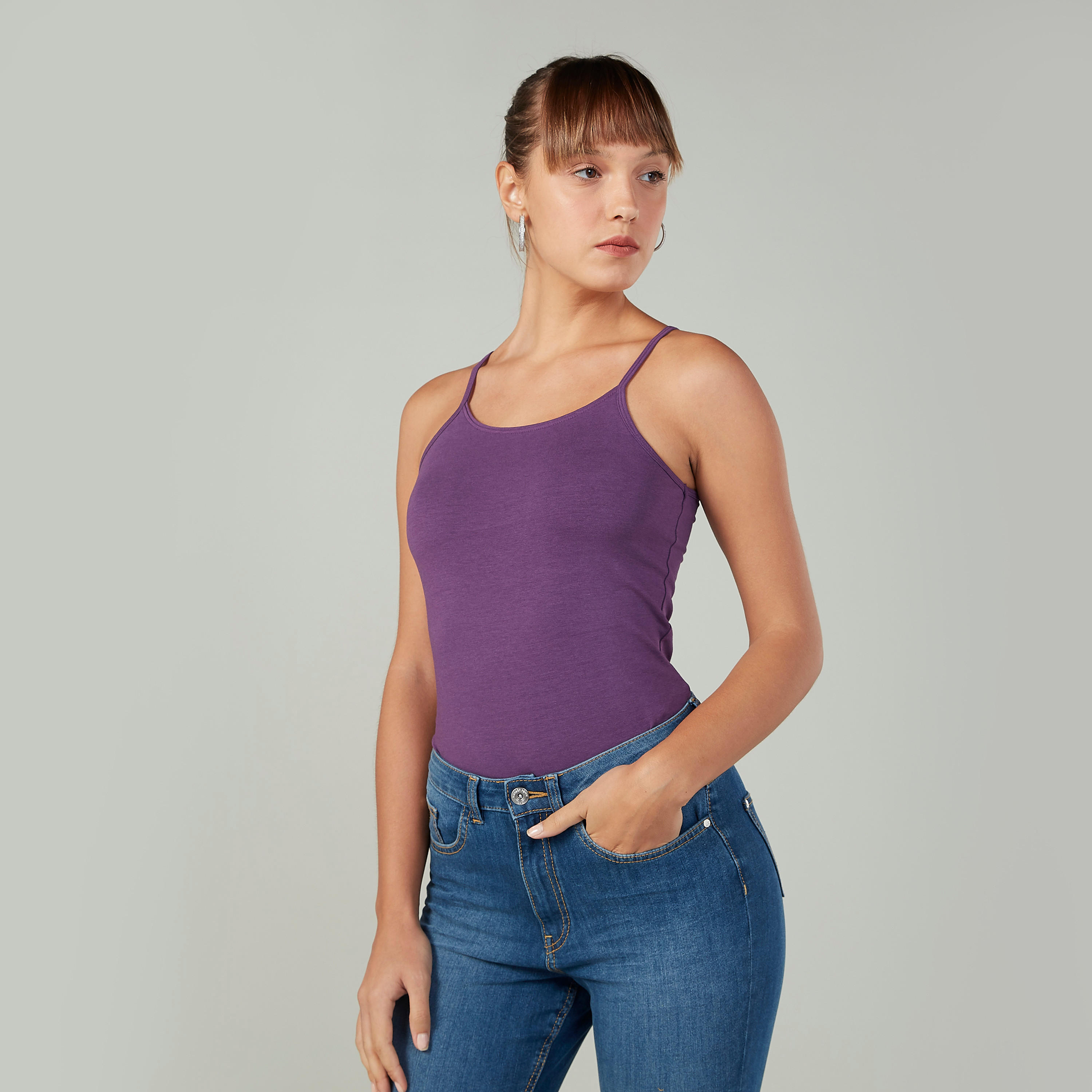 Plain Camisole with Scoop Neck and Spaghetti Straps-women-clothing-tshirts-image-1