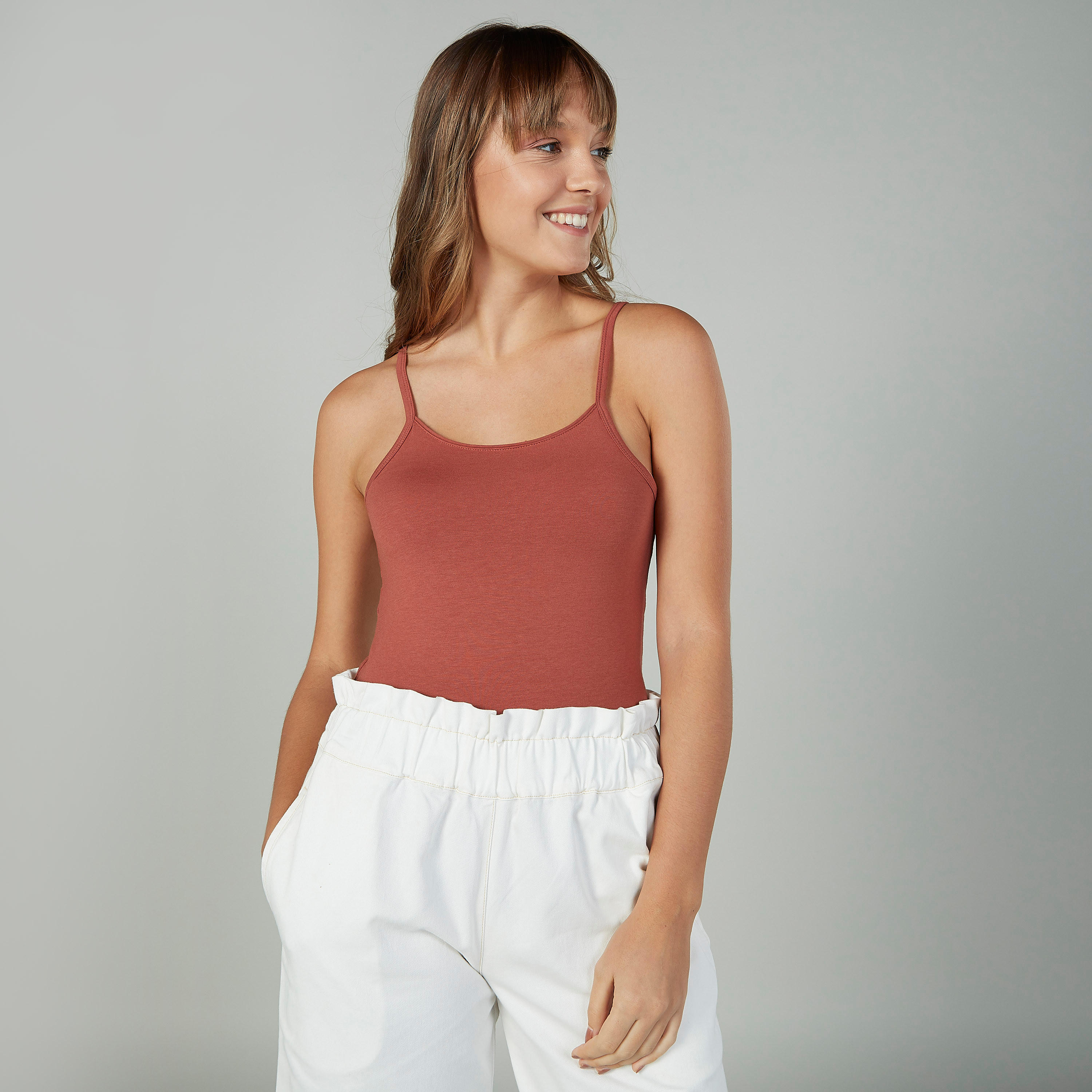 Plain Vest with Scoop Neck and Spaghetti Straps-women-clothing-tshirts-image-1