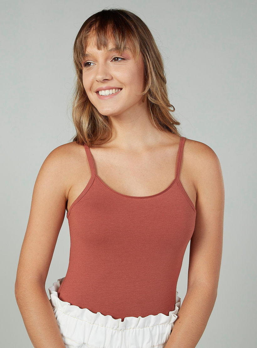 Plain Vest with Scoop Neck and Spaghetti Straps-women-clothing-tshirts-image-3