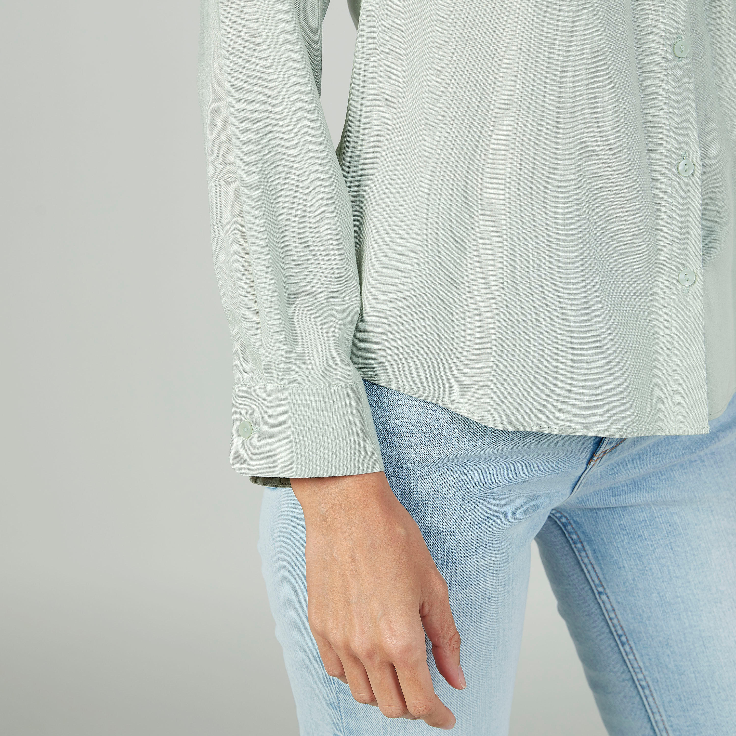 Plain Shirt with Long Sleeves and Spread Collar-women-clothing-shirtsandblouses-shirts-image-3