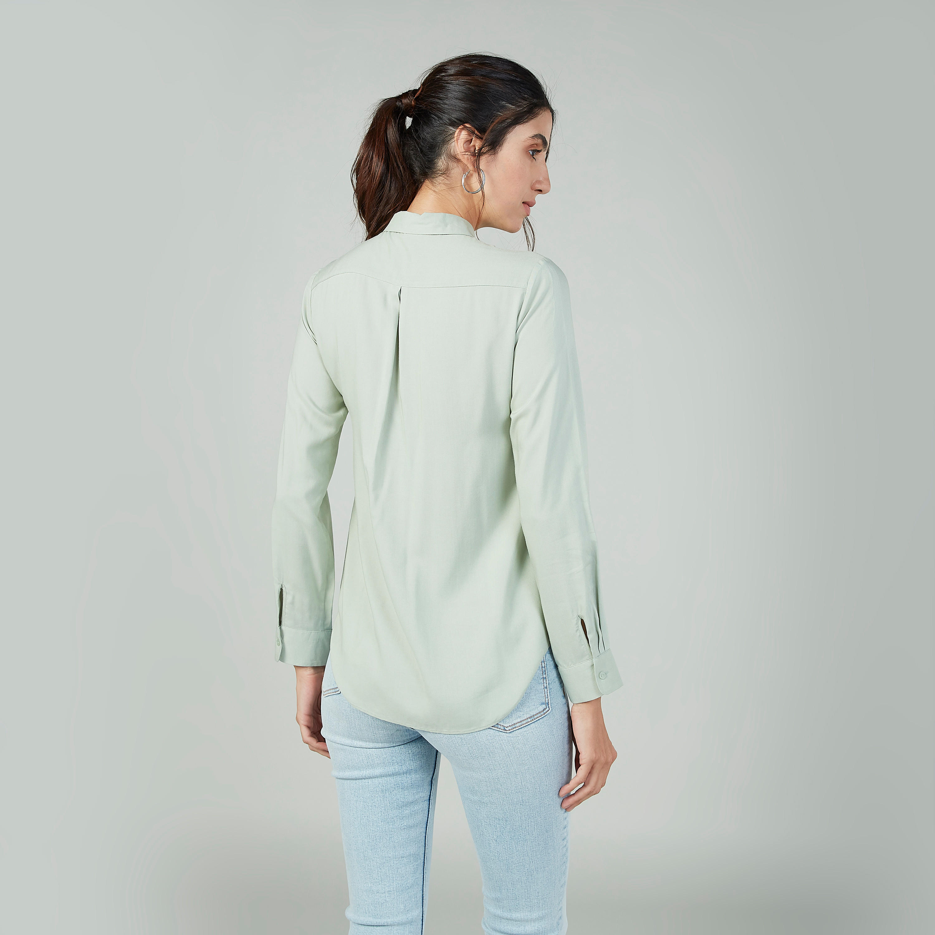 Plain Shirt with Long Sleeves and Spread Collar-women-clothing-shirtsandblouses-shirts-image-4