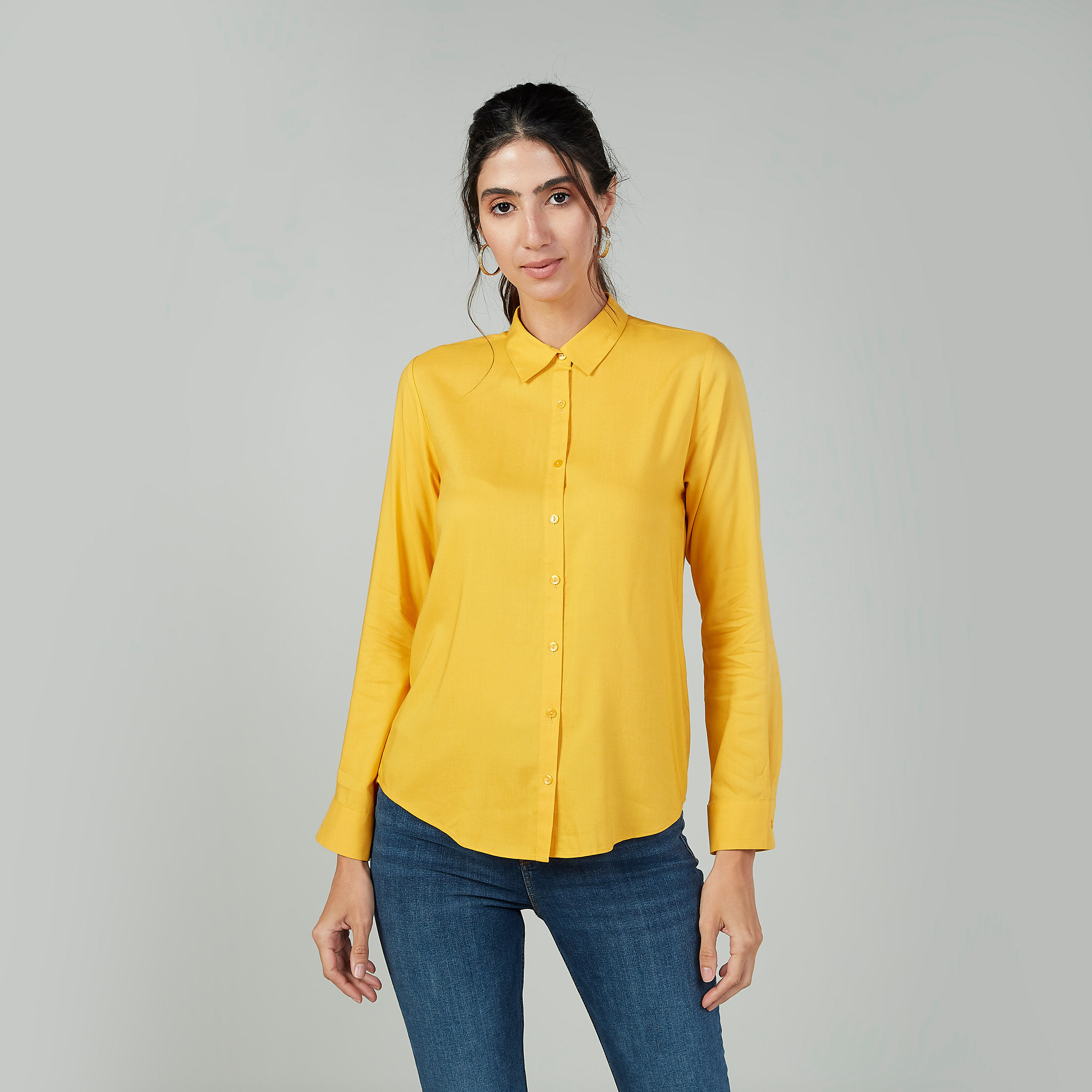 قميص سادة بياقة عاديّة وأكمام طويلة-women-clothing-shirtsandblouses-shirts-image-4