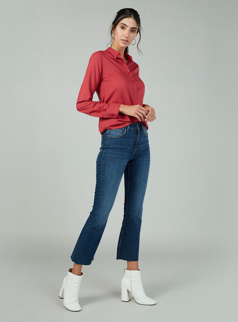 قميص سادة بياقة عاديّة وأكمام طويلة-women-clothing-shirtsandblouses-shirts-image-3