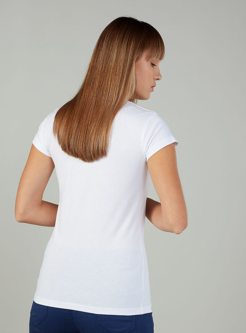 Slim Fit Printed T-shirt with Round Neck and Cap Sleeves-women-clothing-tshirts-image-4