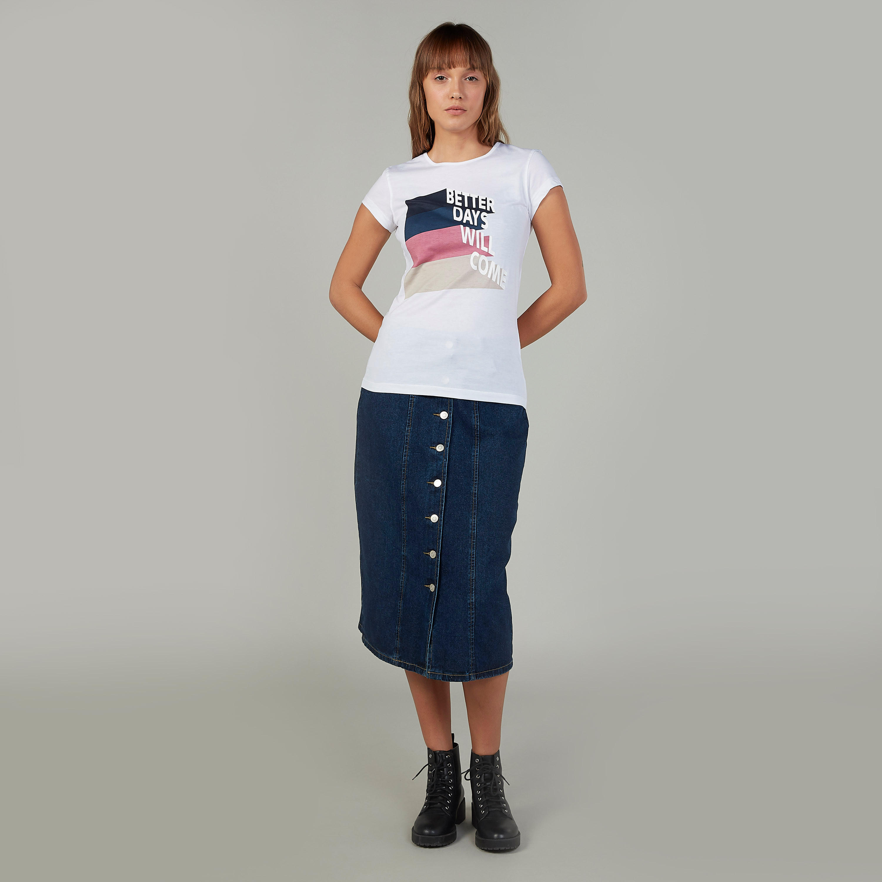 Printed Round Neck T-shirt with Cap Sleeves-women-clothing-tshirts-image-2