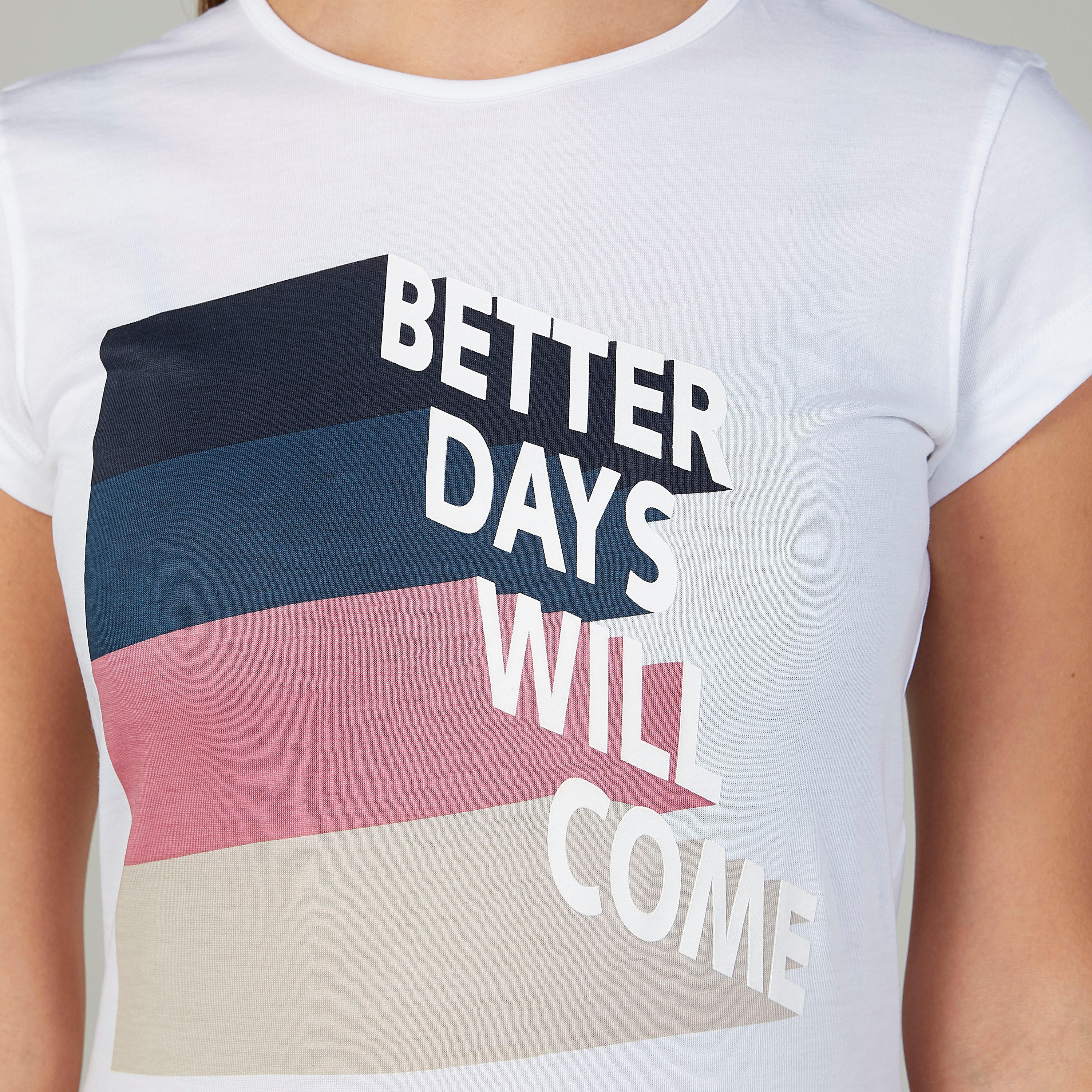 Printed Round Neck T-shirt with Cap Sleeves-women-clothing-tshirts-image-3