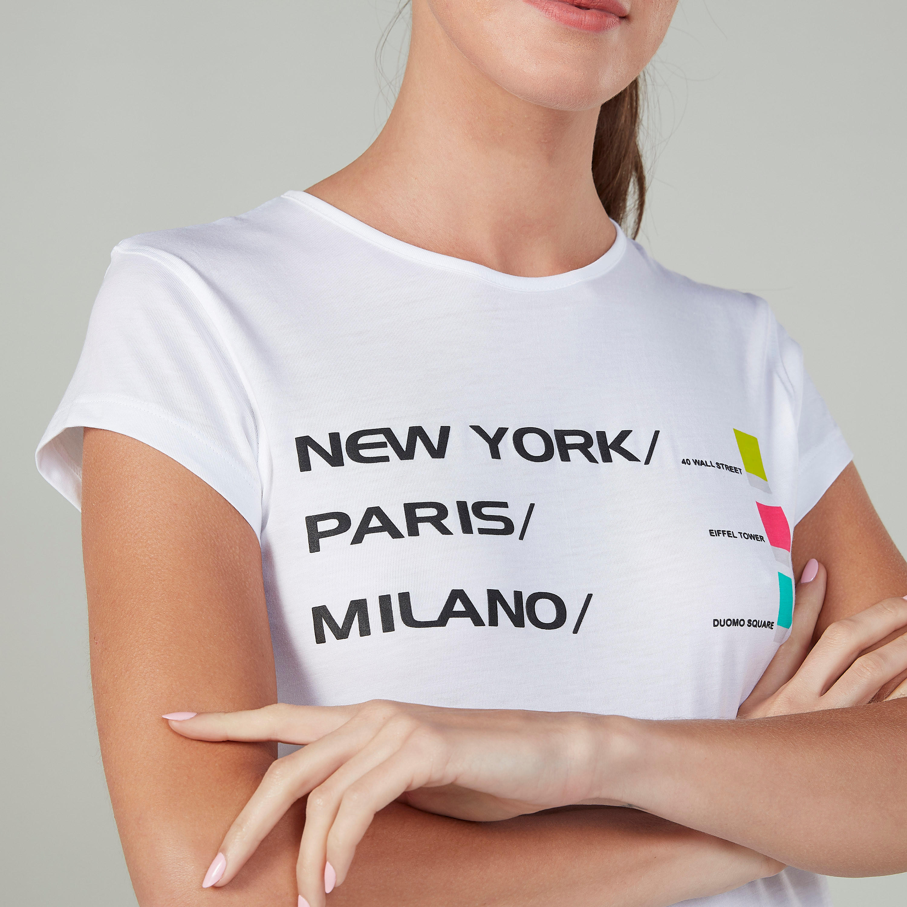 Slim Fit Printed T-shirt with Round Neck and Cap Sleeves-women-clothing-tshirts-image-3