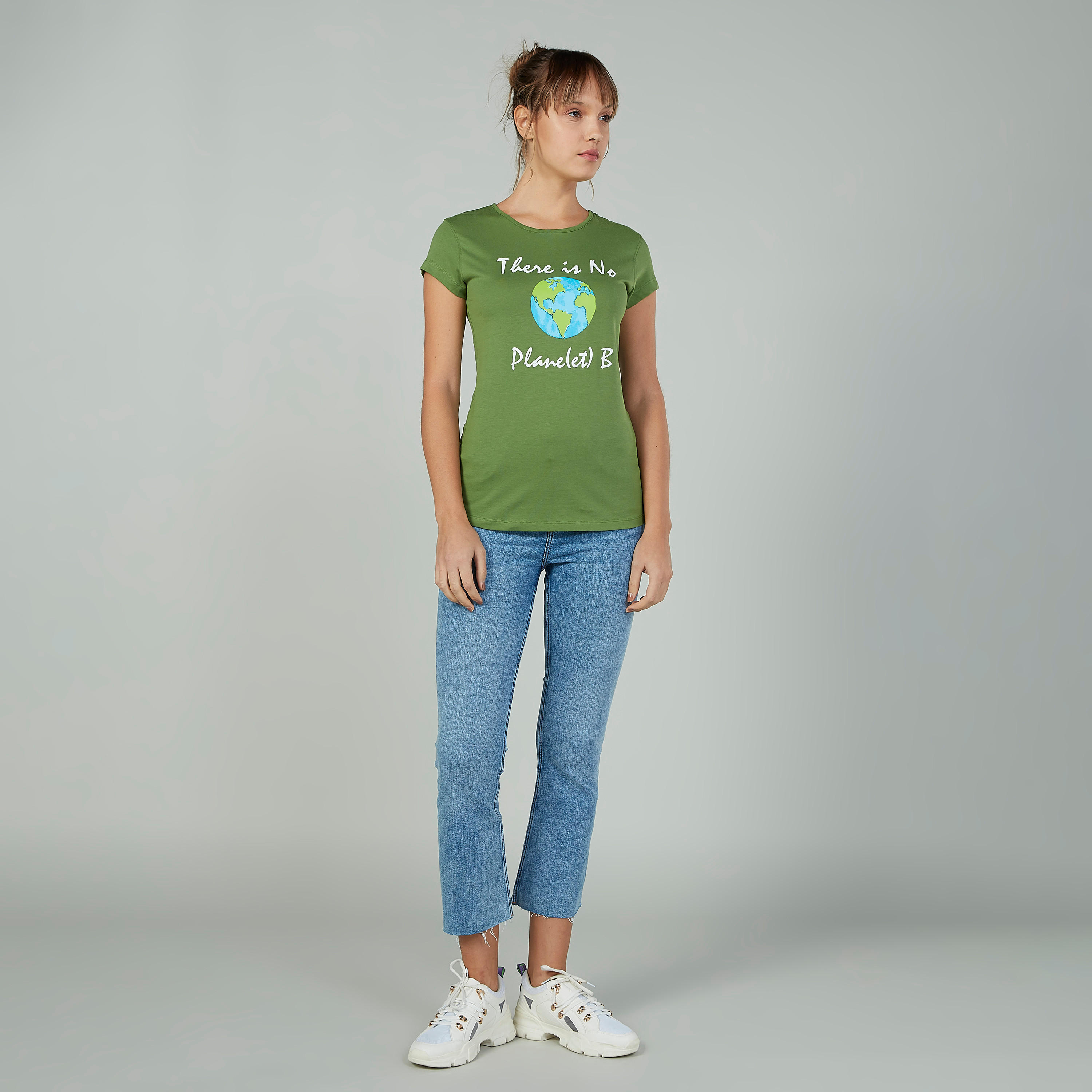 تيشيرت سليم بياقة مستديرة وأكمام كاب وطبعات-women-clothing-tshirts-image-4