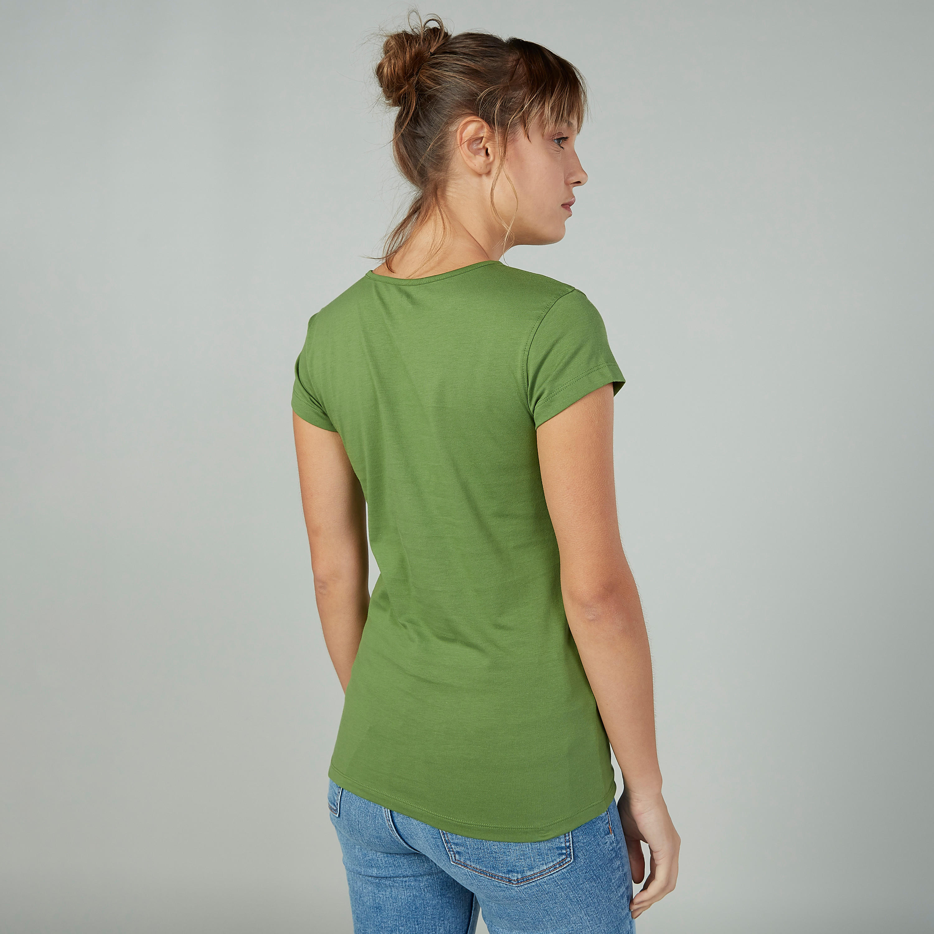 تيشيرت سليم بياقة مستديرة وأكمام كاب وطبعات-women-clothing-tshirts-image-2