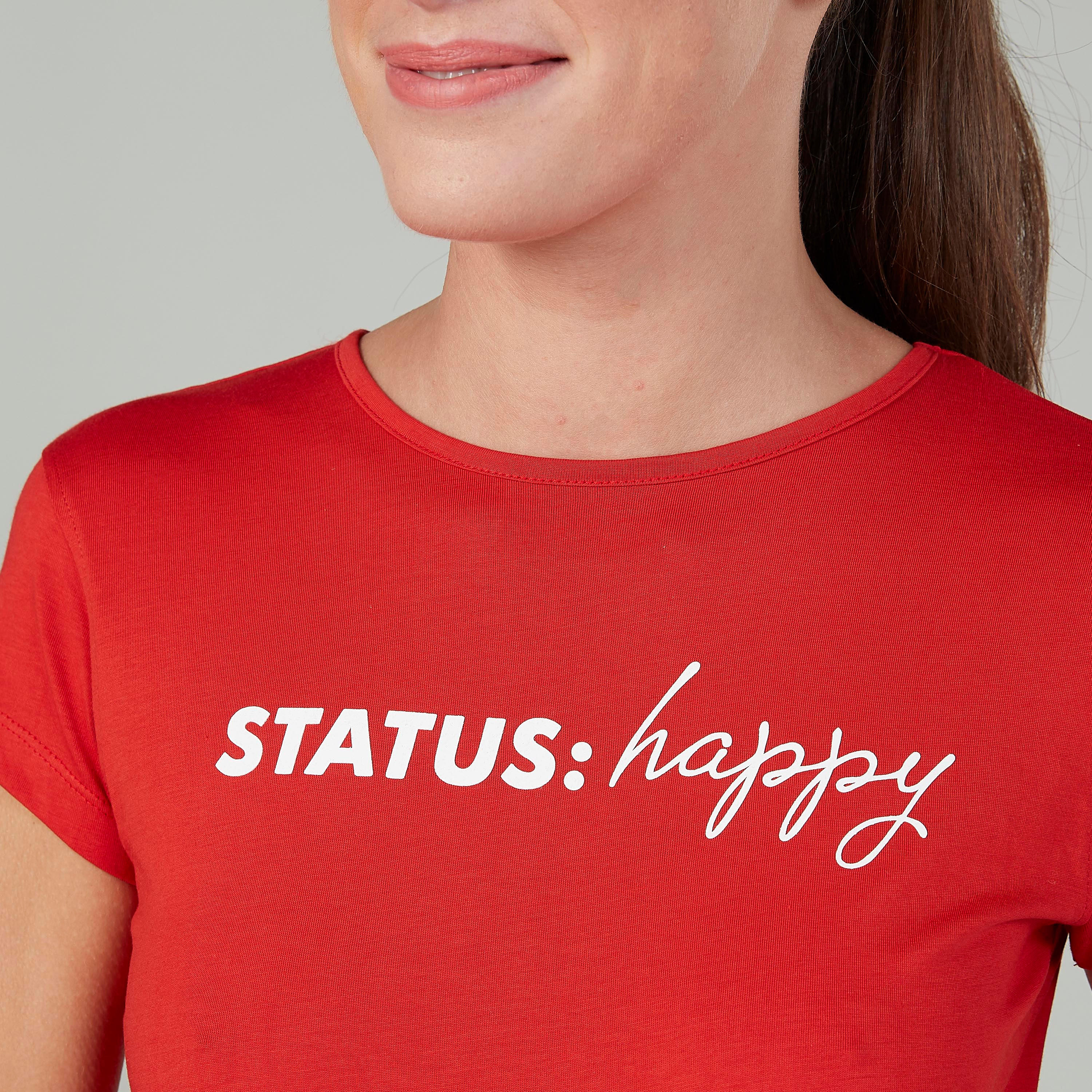 تيشيرت سليم بياقة مستديرة وأكمام كاب وطبعات-women-clothing-tshirts-image-3