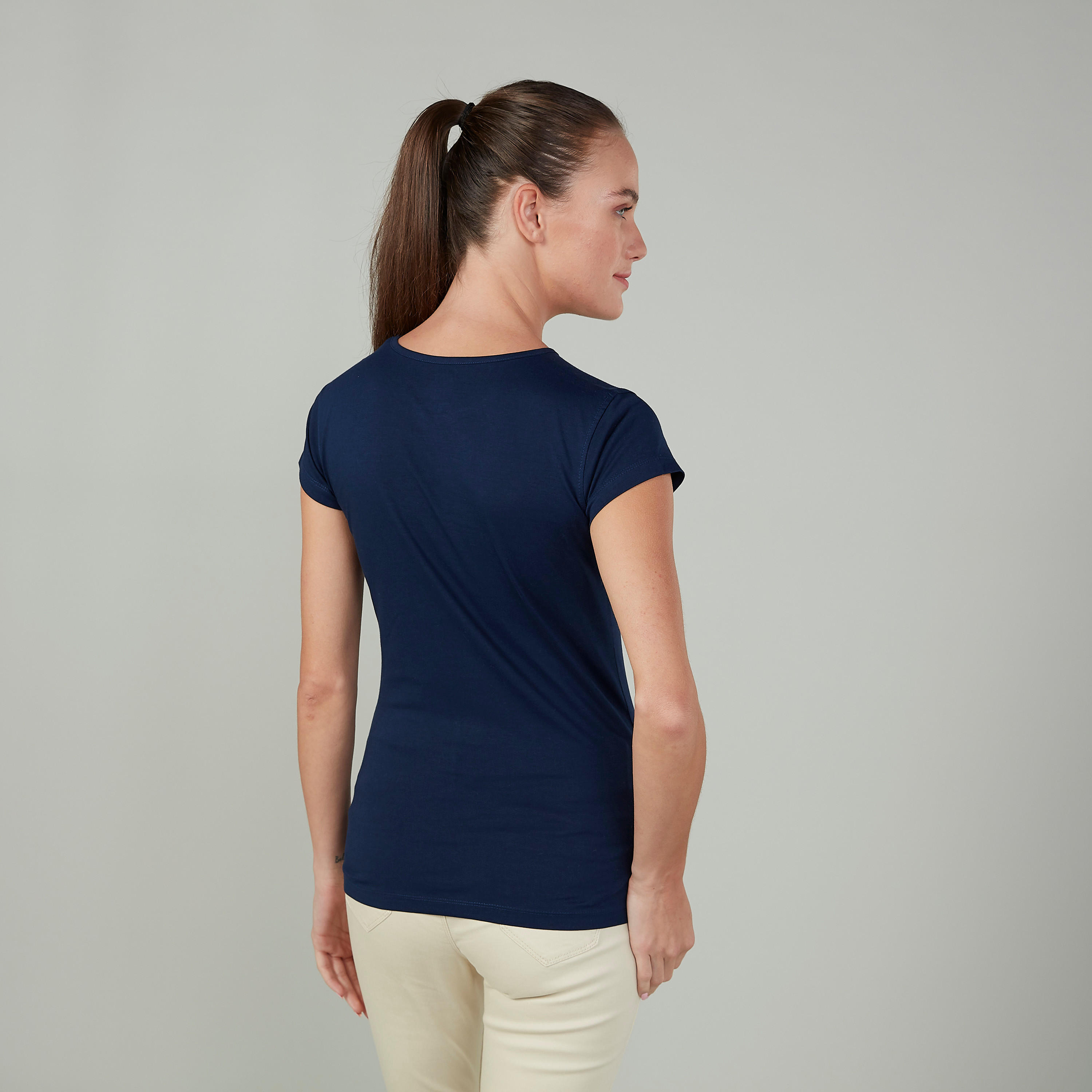 تيشيرت سليم بياقة مستديرة وأكمام كاب وطبعات-women-clothing-tshirts-image-4