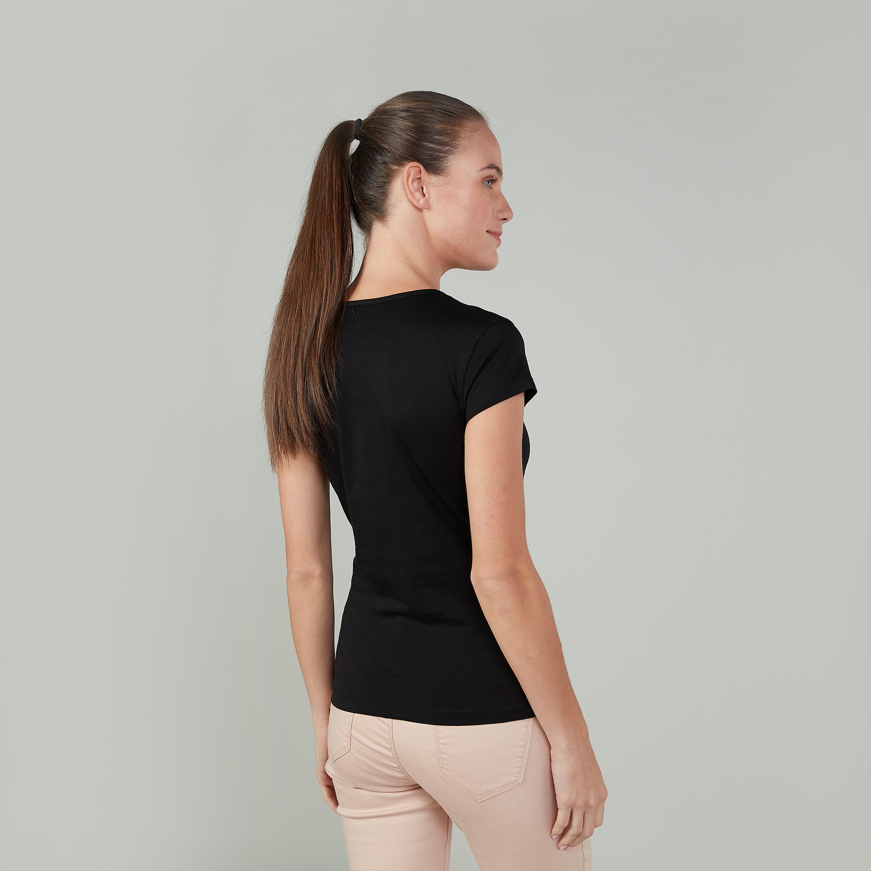 Slim Fit Printed T-shirt with Round Neck and Cap Sleeves-women-clothing-tshirts-image-4