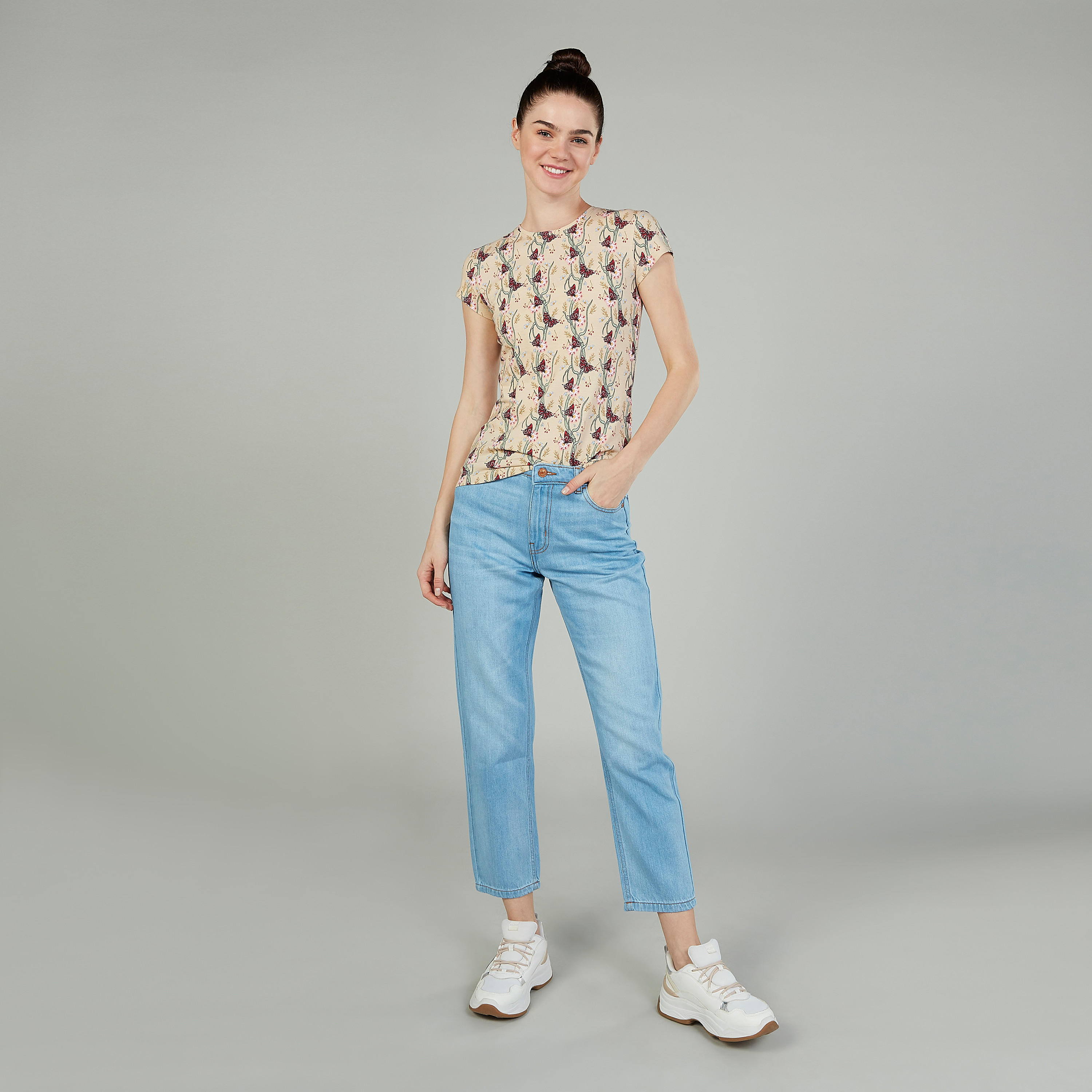 Printed T-shirt with Round Neck and Short Sleeves-women-clothing-tshirts-image-2