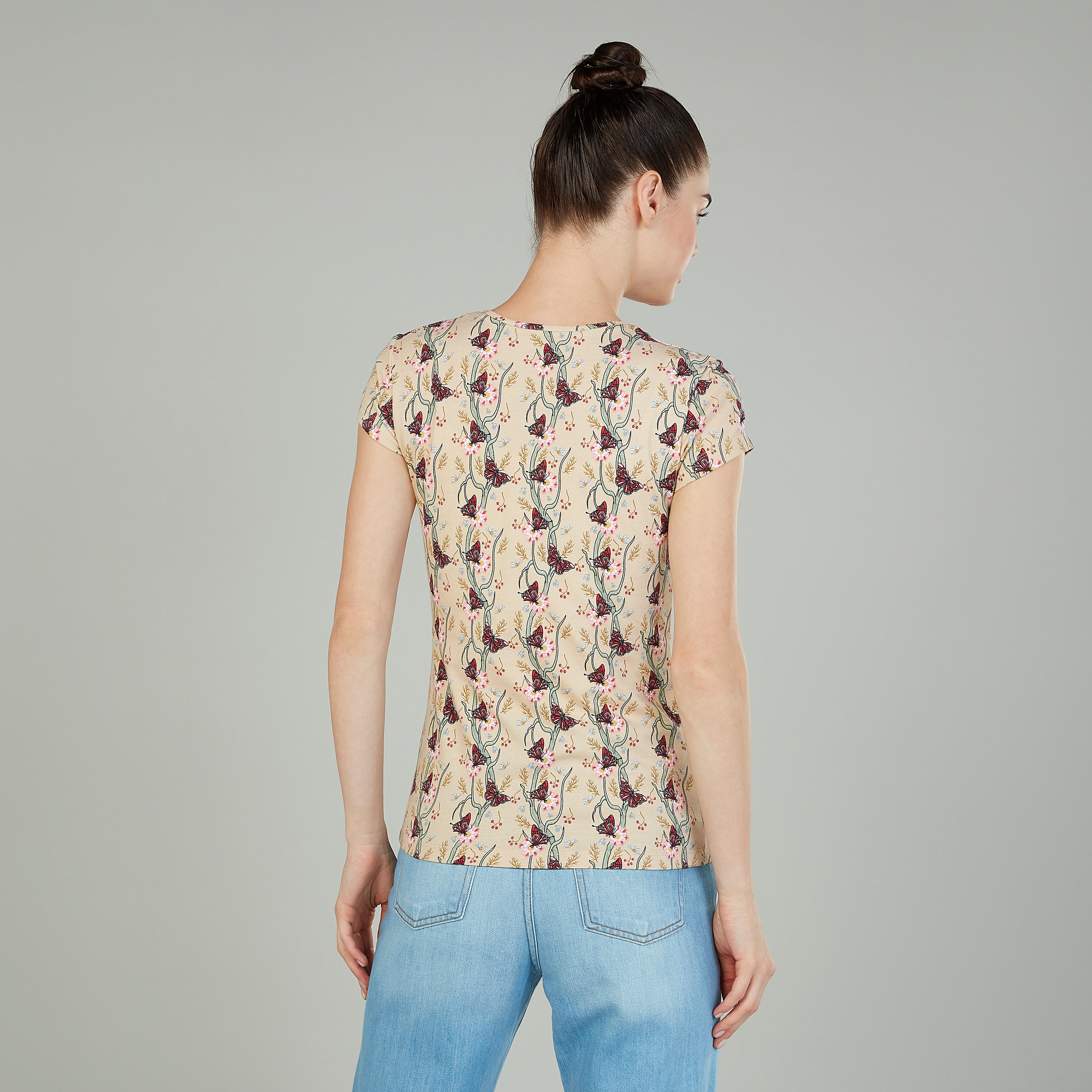 Printed T-shirt with Round Neck and Short Sleeves-women-clothing-tshirts-image-4
