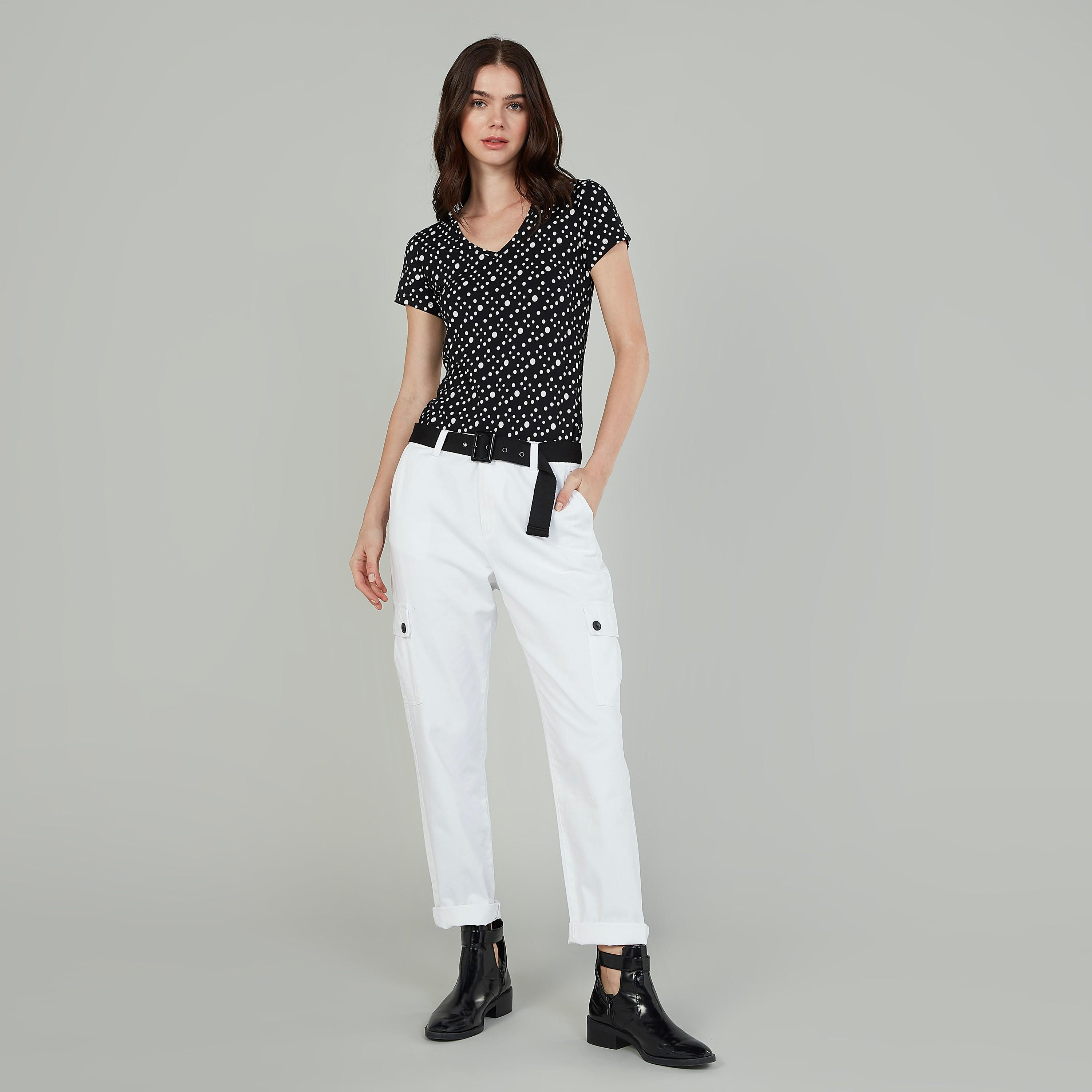 Printed T-shirt with V-neck and Short Sleeves-women-clothing-tshirts-image-2