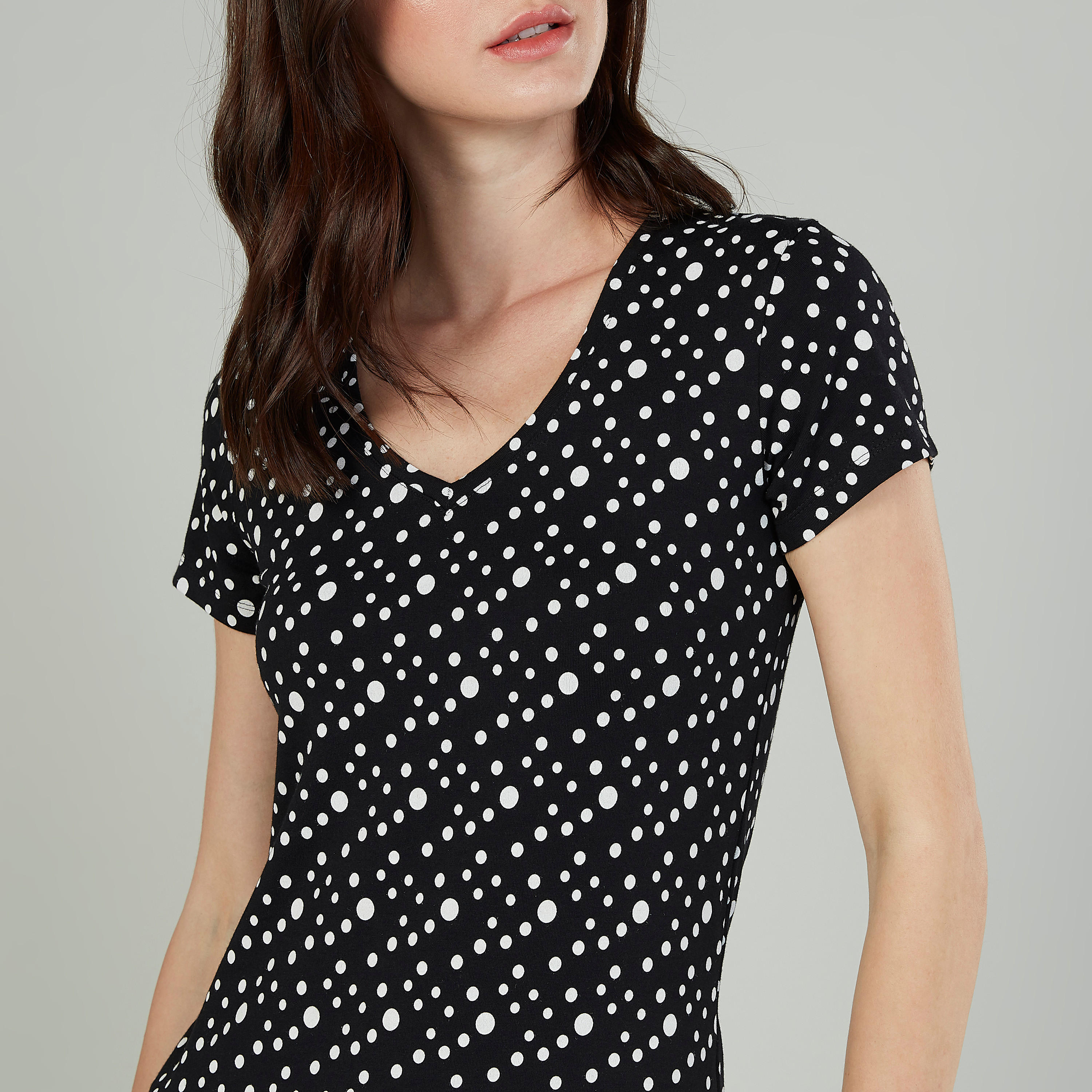 Printed T-shirt with V-neck and Short Sleeves-women-clothing-tshirts-image-3