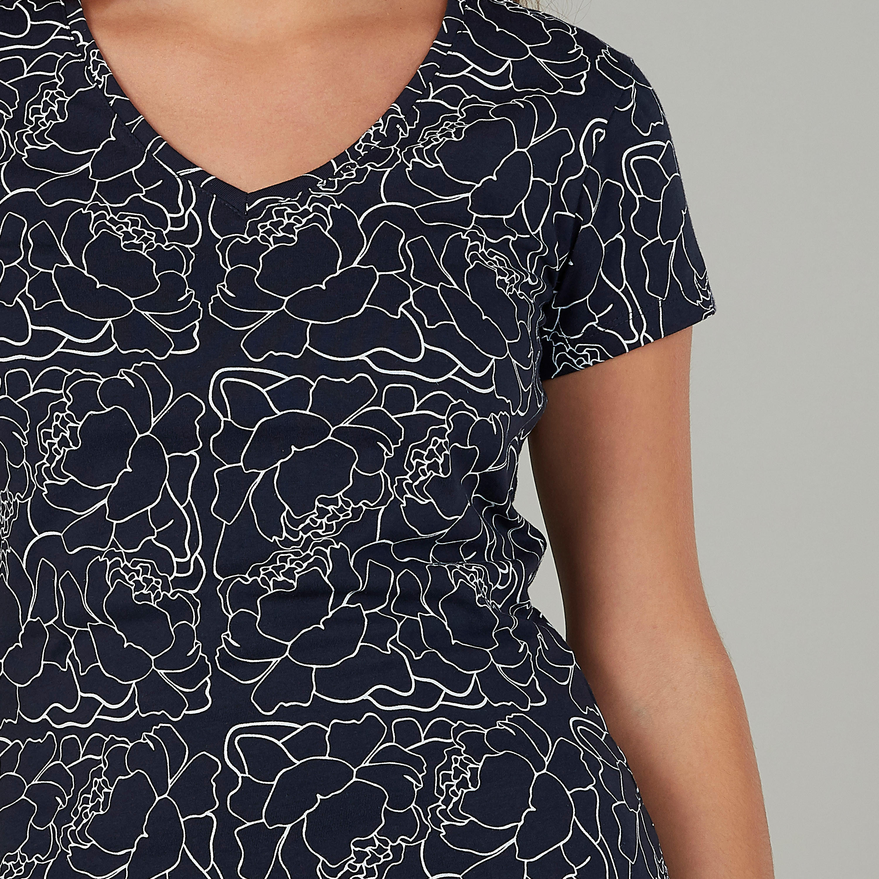 Printed T-shirt with V-neck and Short Sleeves-women-clothing-tshirts-image-3
