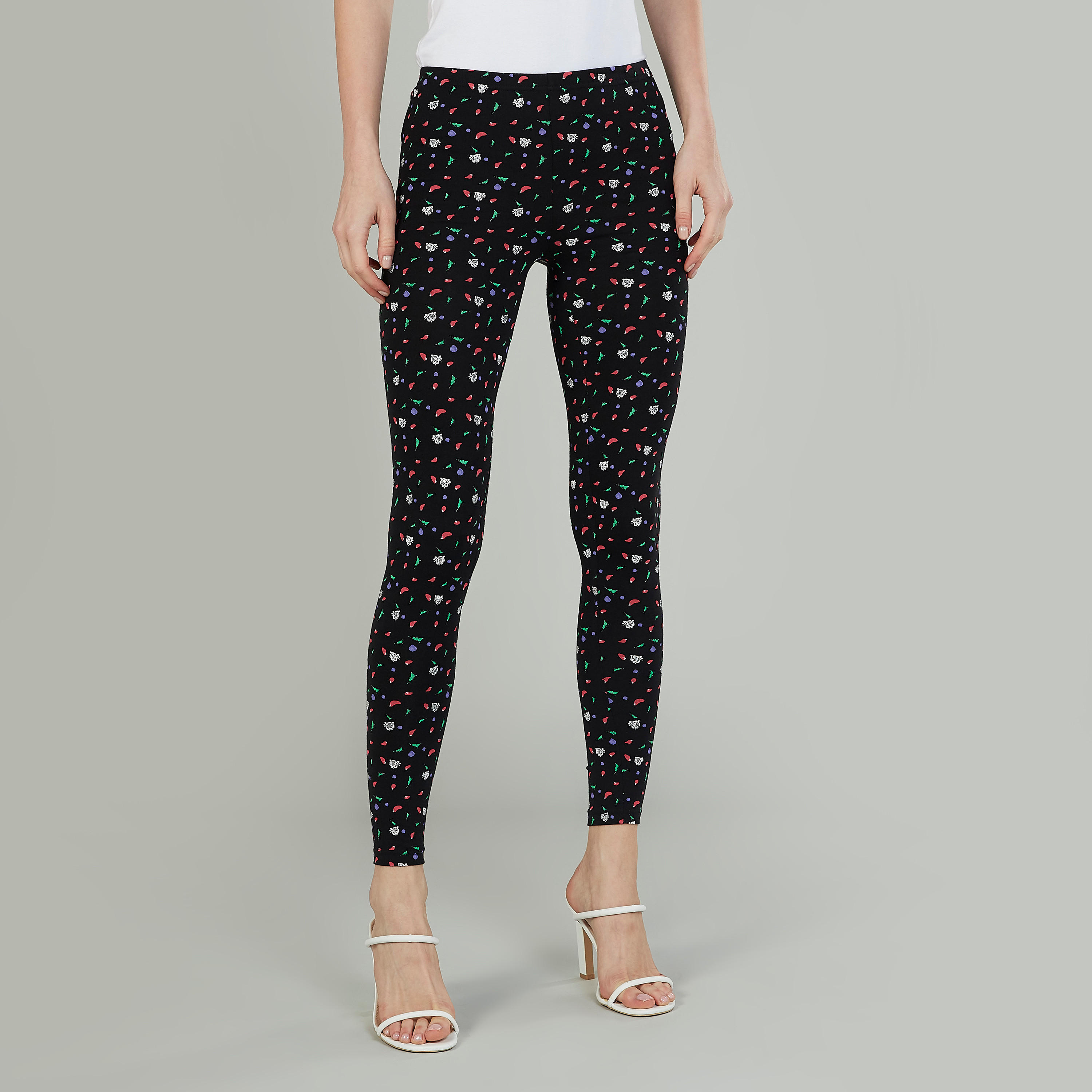 Printed Leggings with Elasticised Waistband-women-clothing-bottoms-leggings-image-1
