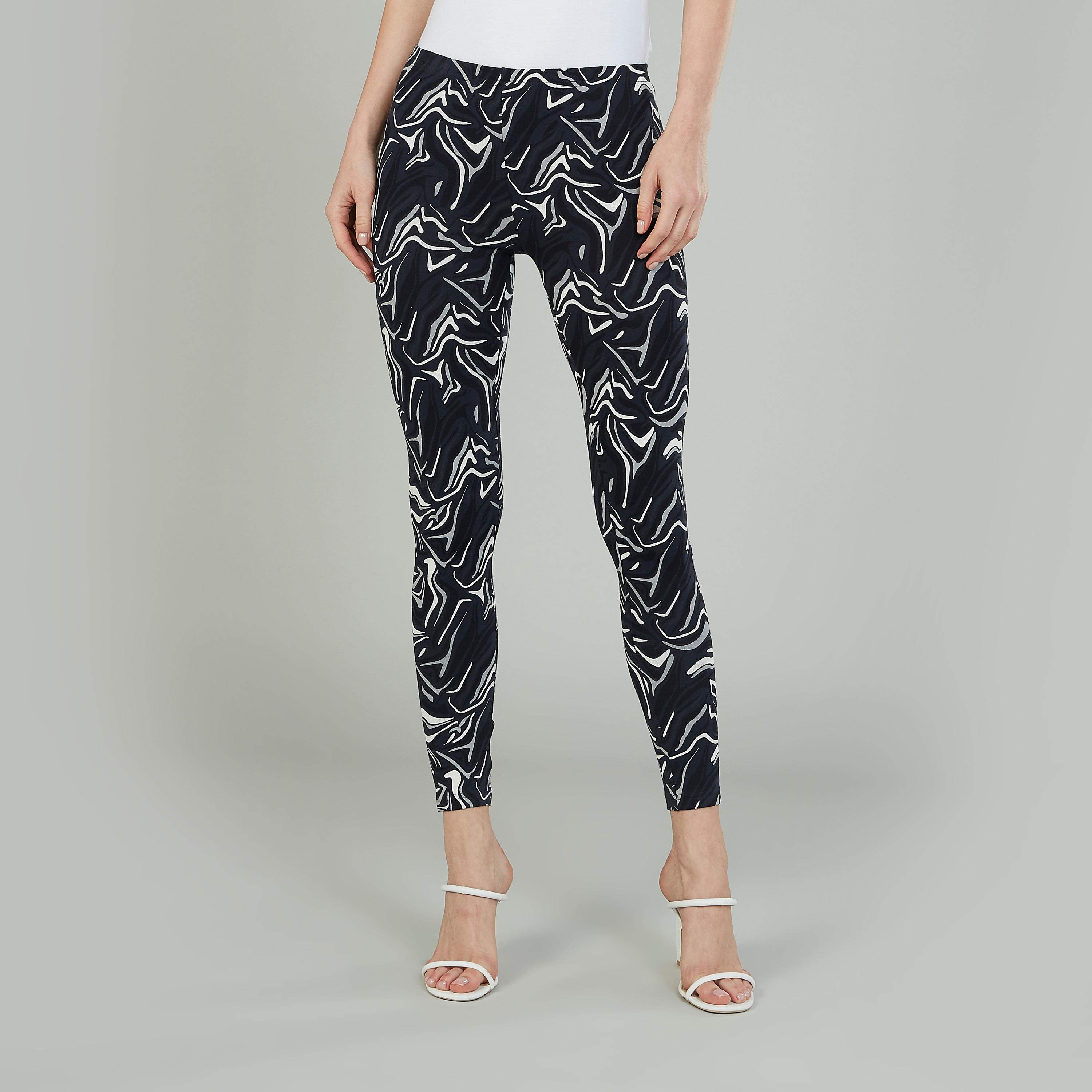 Printed Leggings with Elasticised Waistband-women-clothing-bottoms-leggings-image-1
