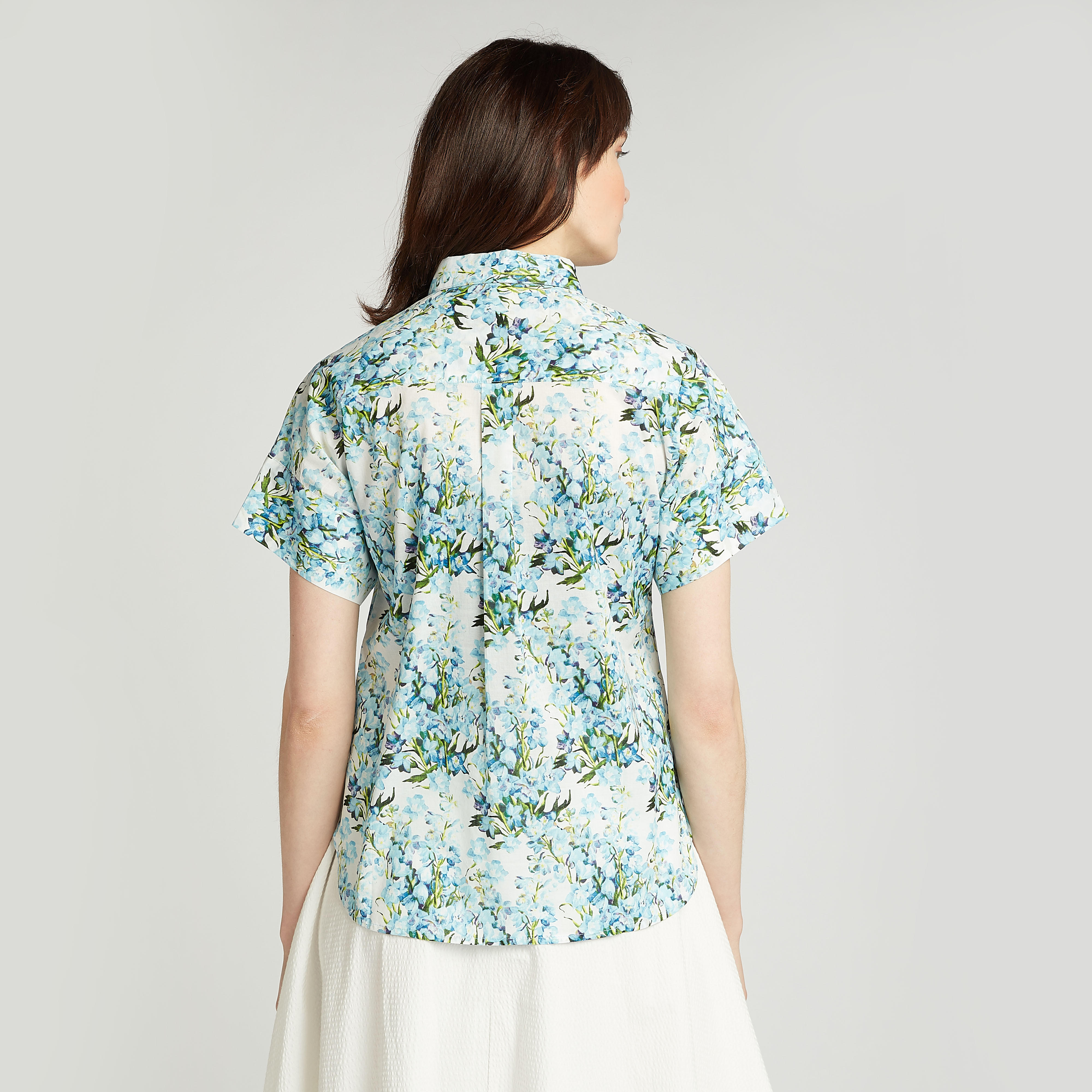 Slim Fit Printed Shirt with Spread Collar and Short Sleeves-women-clothing-shirtsandblouses-shirts-image-4