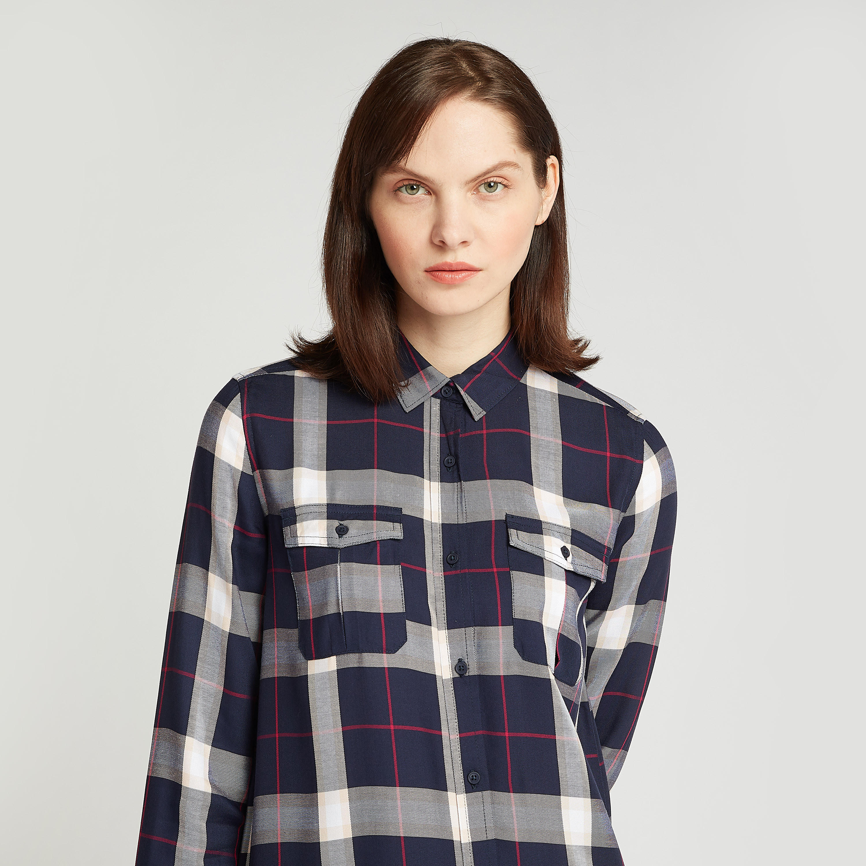 تونيك كاروهات بأكمام طويلة وجيوب بطيّة-women-clothing-shirtsandblouses-blouses-image-3
