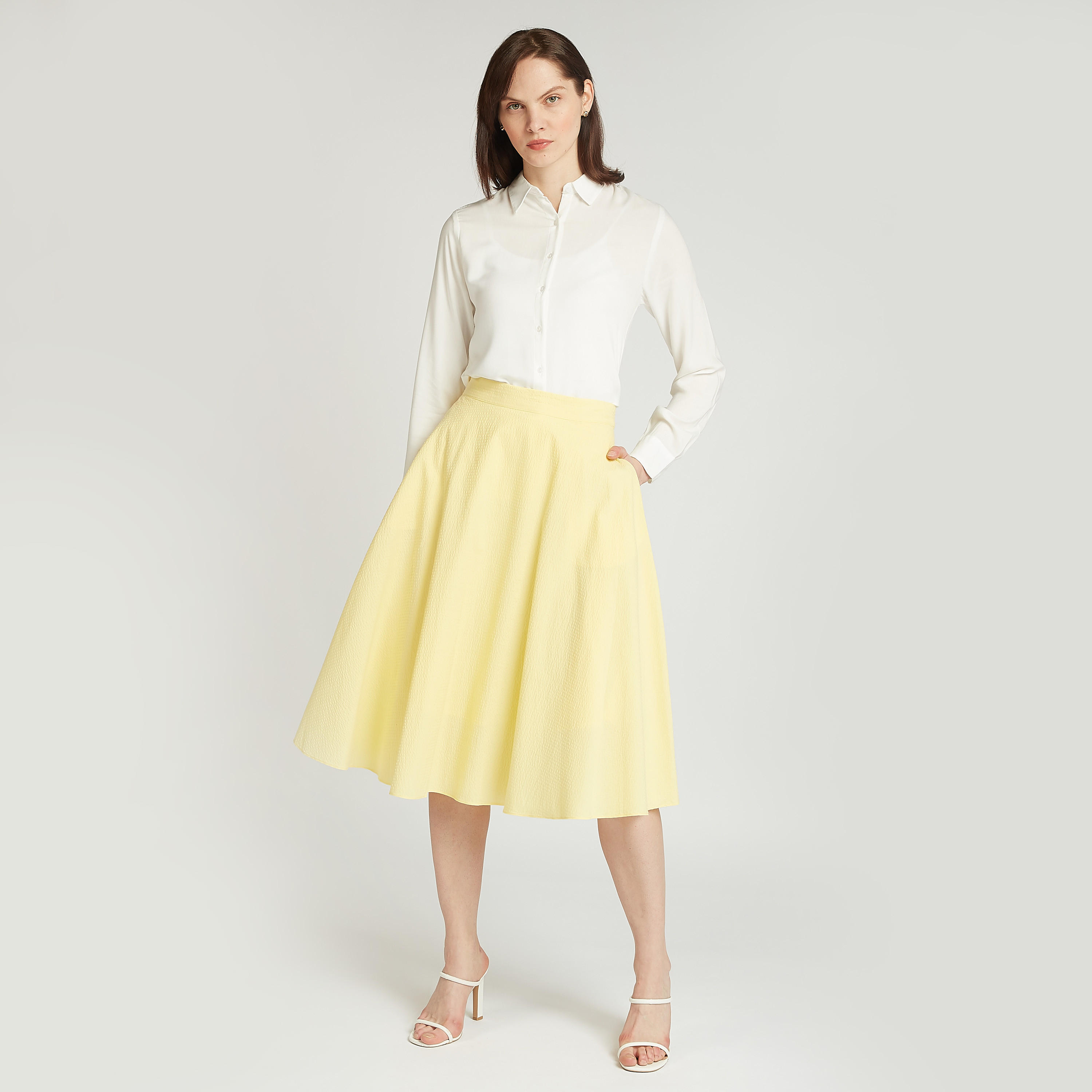 Solid Midi A-line Skirt with Pocket Detail and Elasticised Waistband-women-clothing-bottoms-skirts-image-2