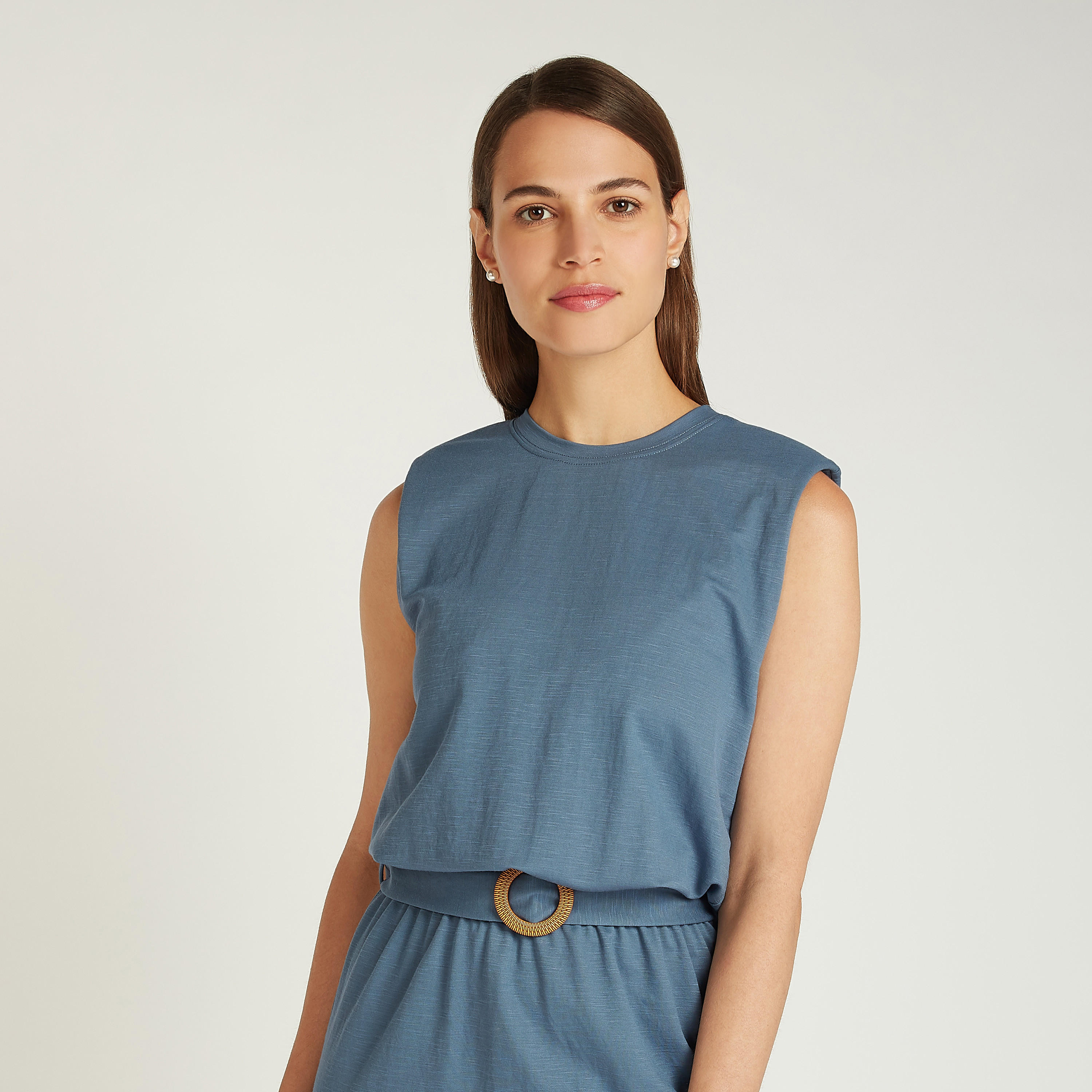 فستان سادة بقصة سليم ميدي بياقة ضيقة وفتحتة جانبية-women-clothing-dresses-image-3