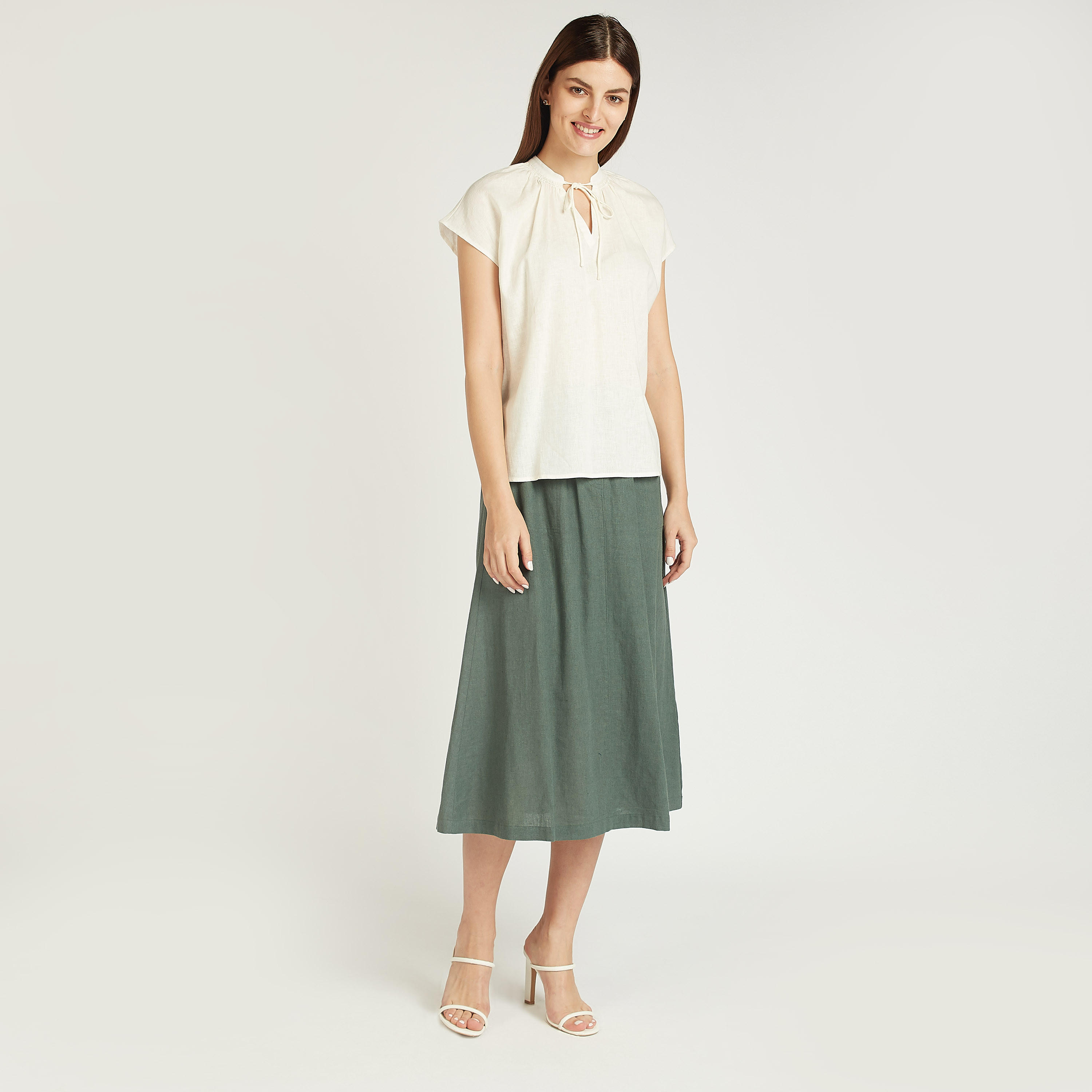 Slim Fit Solid Midi Skirt with Pocket Detail and Drawstring-women-clothing-bottoms-skirts-image-2