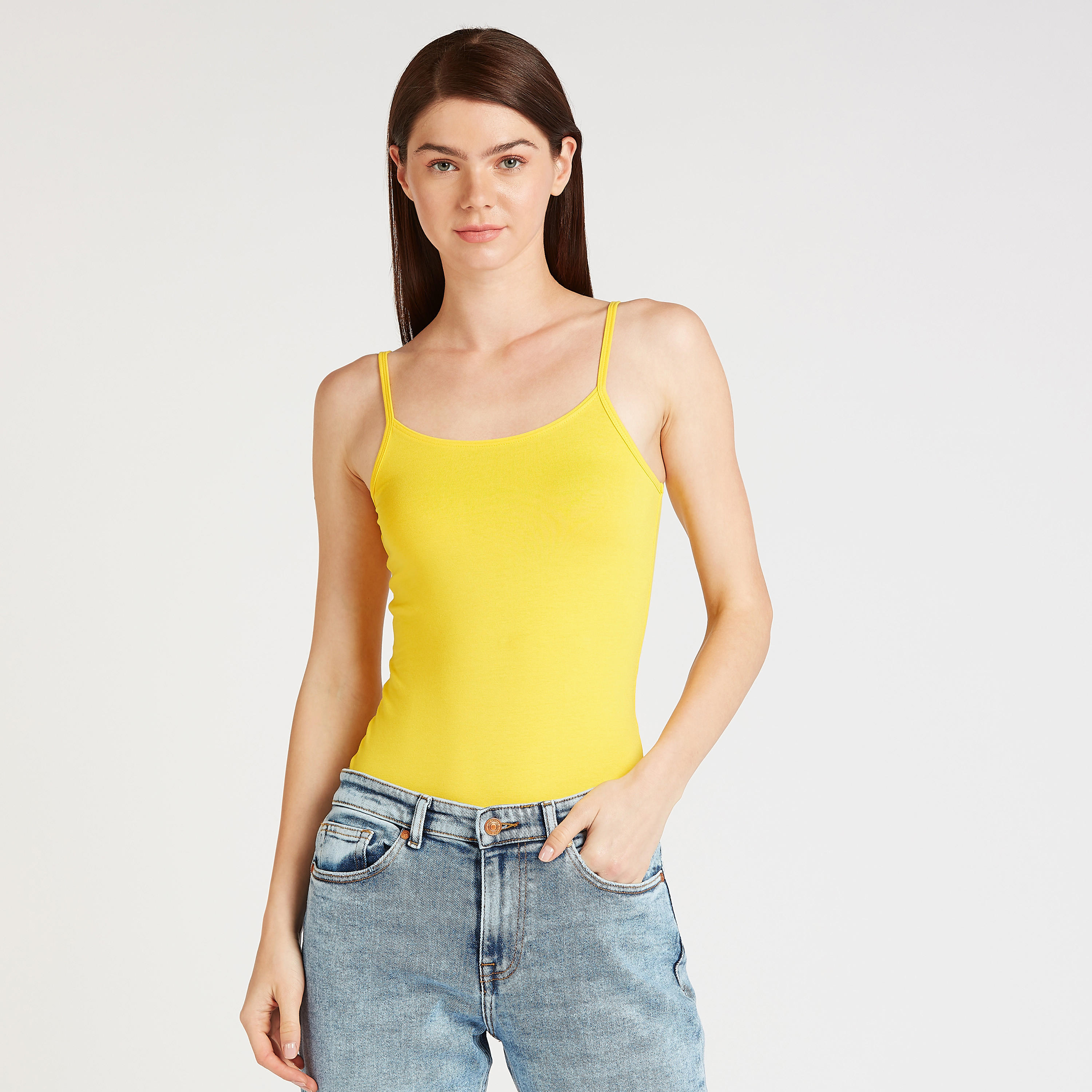 Solid Camisole with Scoop Neck and Spaghetti Straps-women-clothing-tshirts-image-1