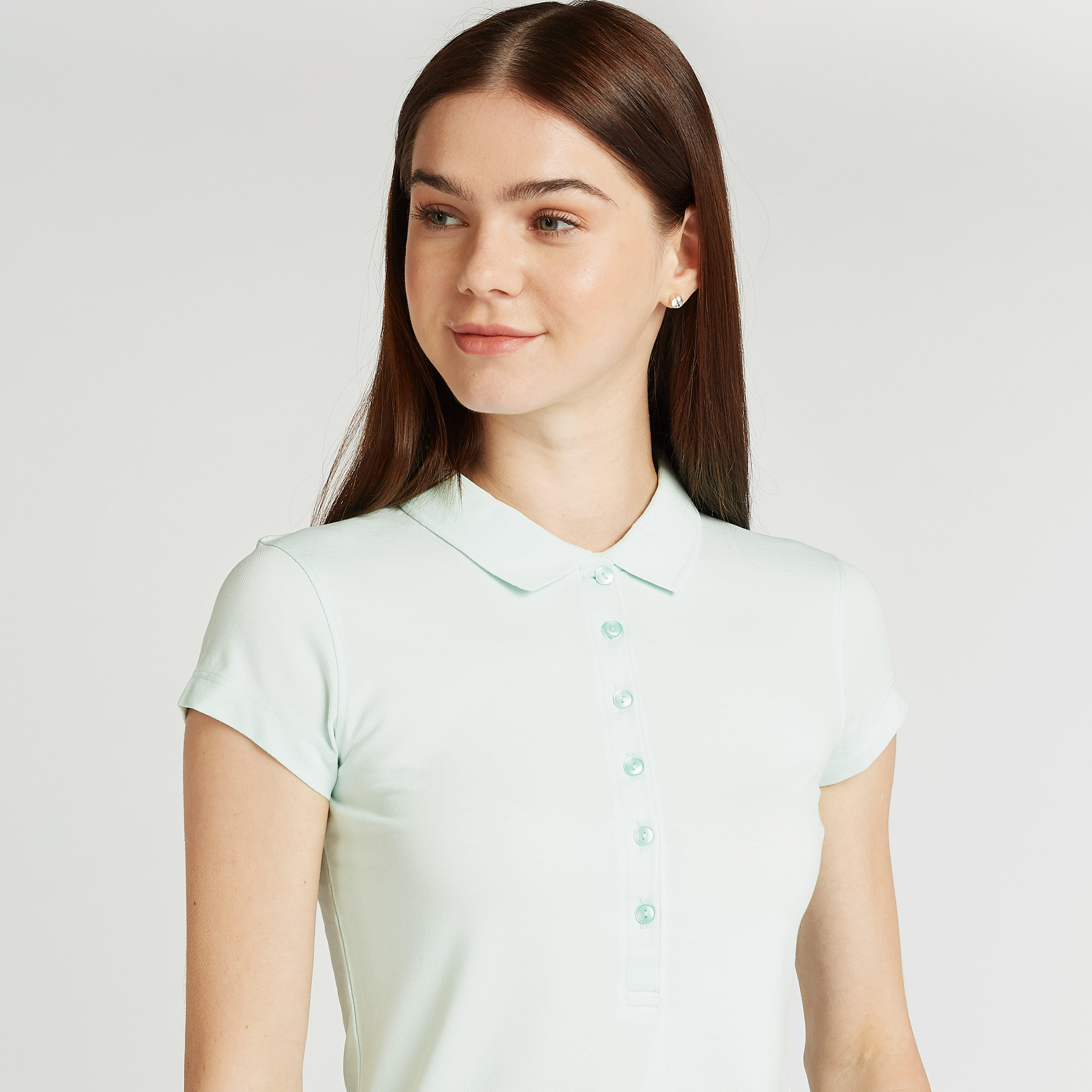 Solid Polo T-shirt with Cap Sleeves-women-clothing-tshirts-image-3