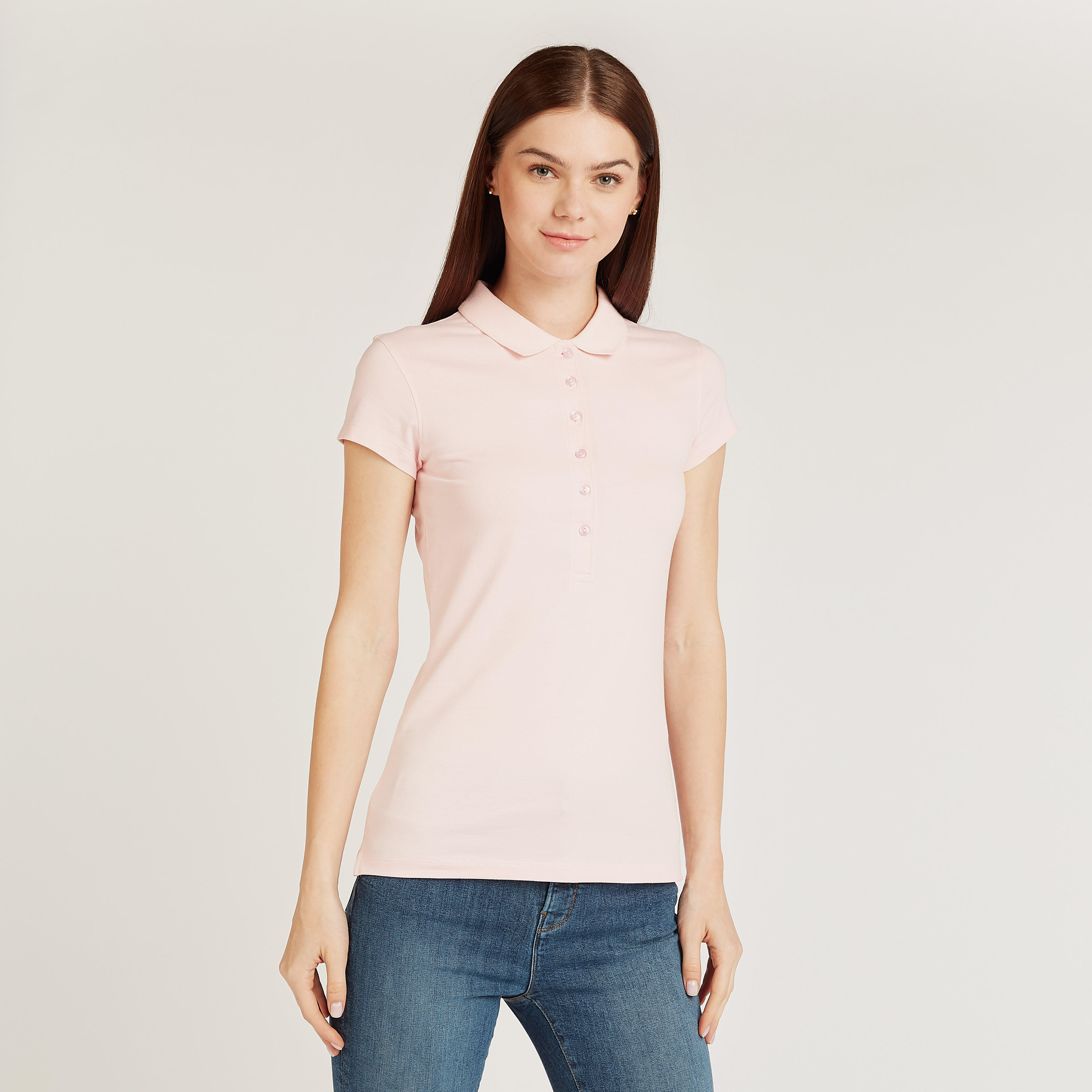 تيشيرت بولو سادة بأكمام كاب-women-clothing-tshirts-image-5