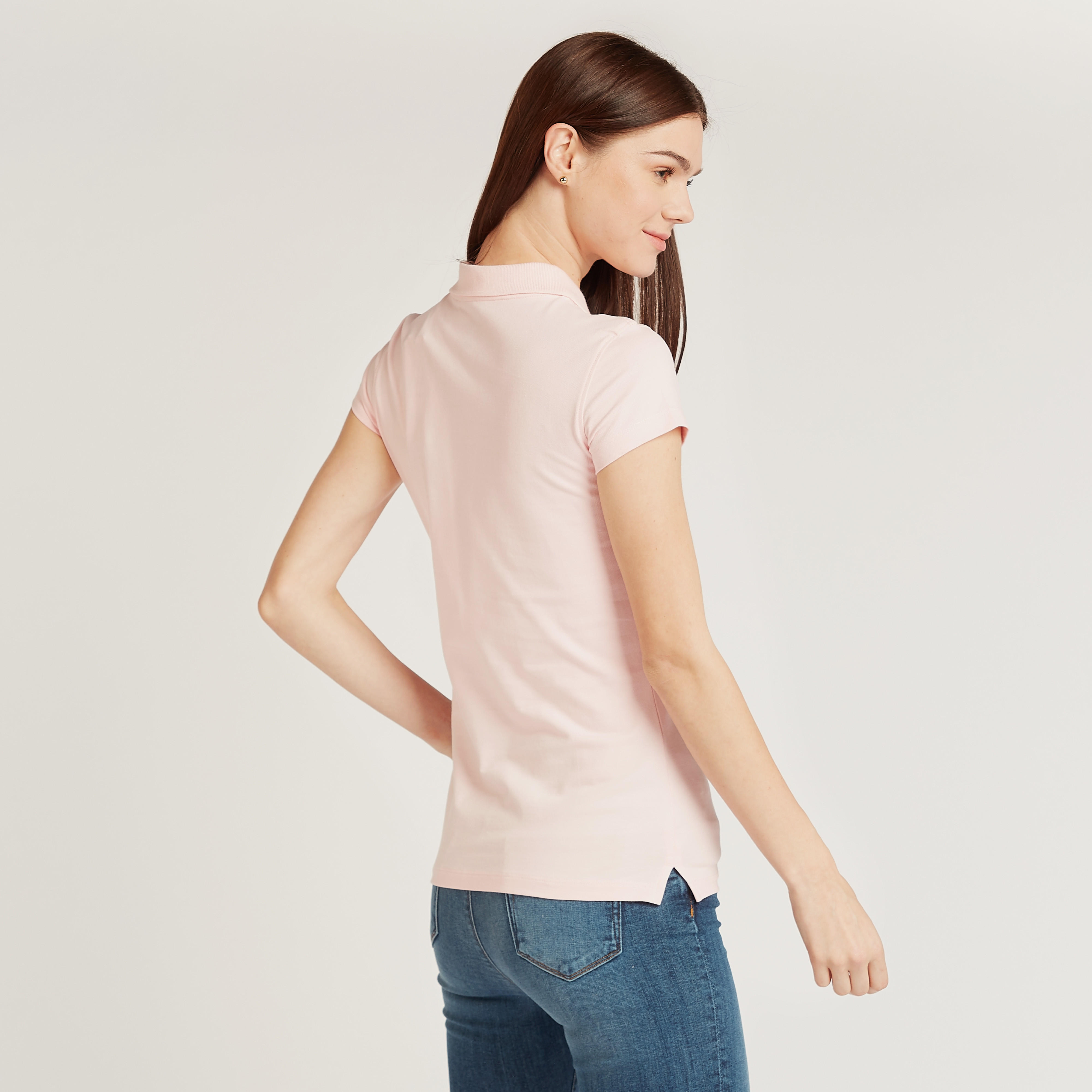 تيشيرت بولو سادة بأكمام كاب-women-clothing-tshirts-image-2