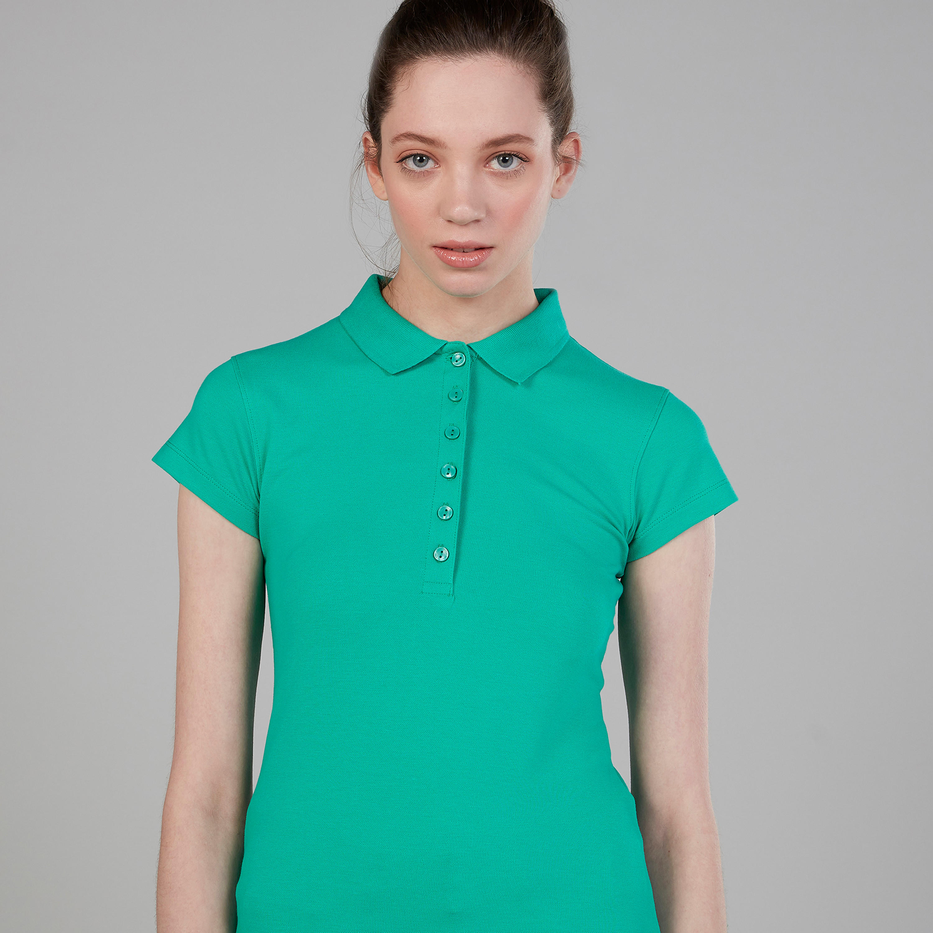 Solid Polo T-shirt with Cap Sleeves-women-clothing-tshirts-image-3