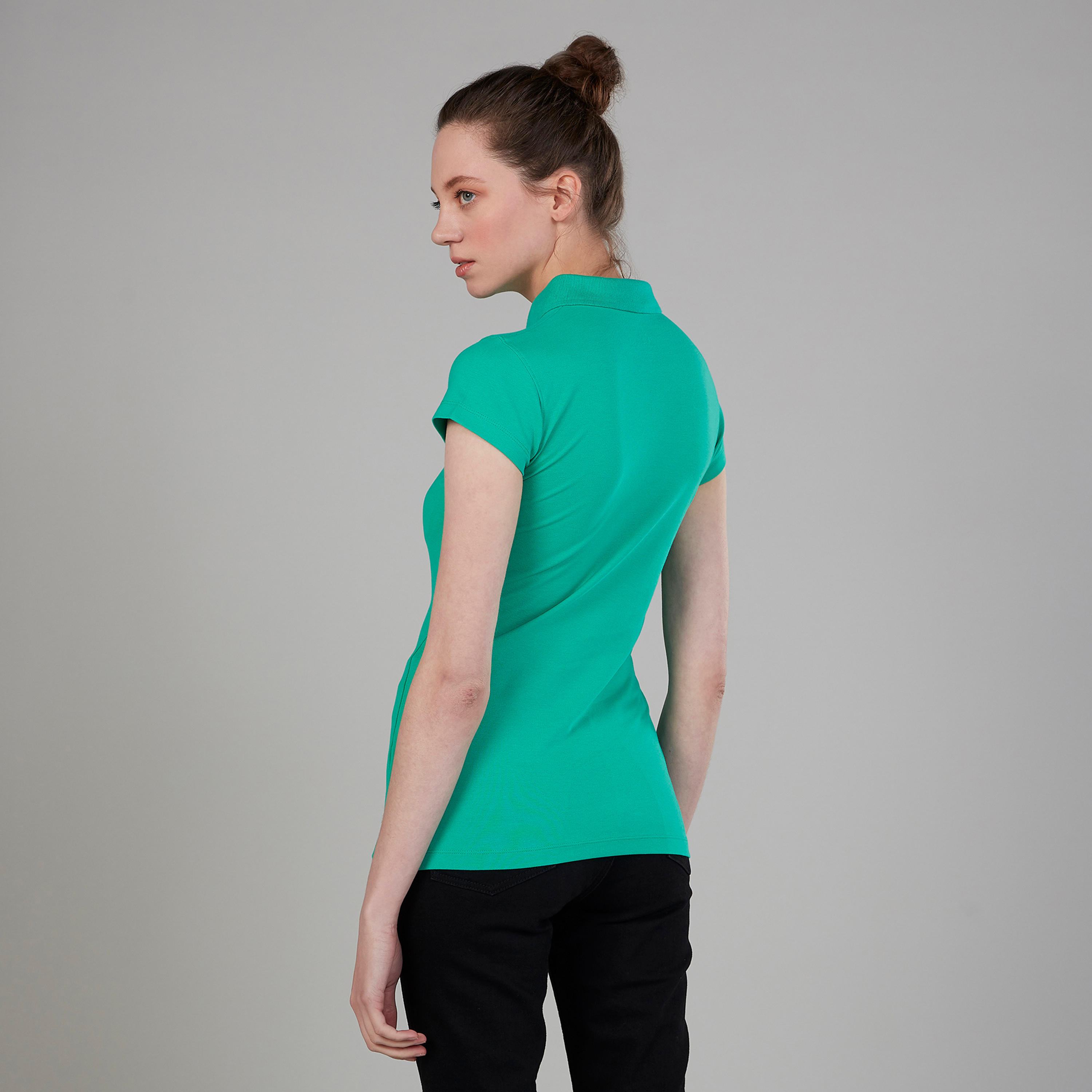 Solid Polo T-shirt with Cap Sleeves-women-clothing-tshirts-image-4