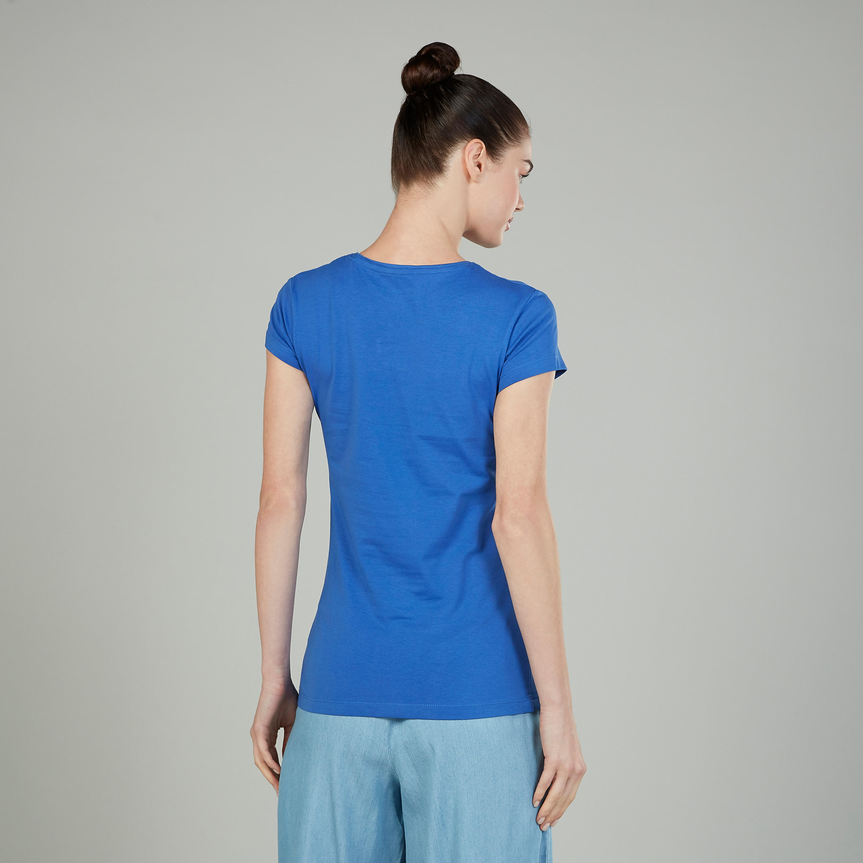 Solid T-shirt with Crew Neck and Cap Sleeves-women-clothing-tshirts-image-4