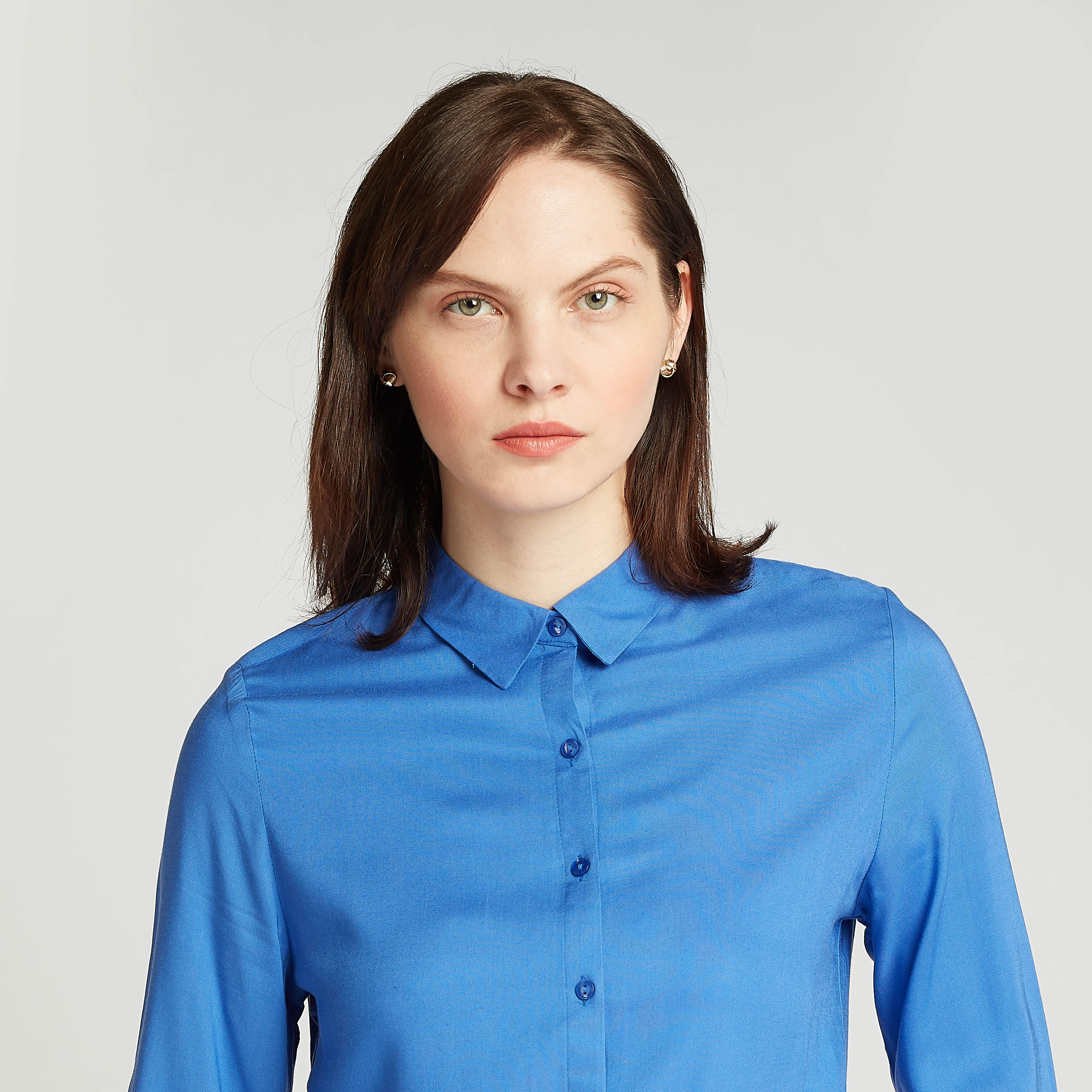 Solid Shirt with Spread Collar and Long Sleeves-women-clothing-shirtsandblouses-shirts-image-3