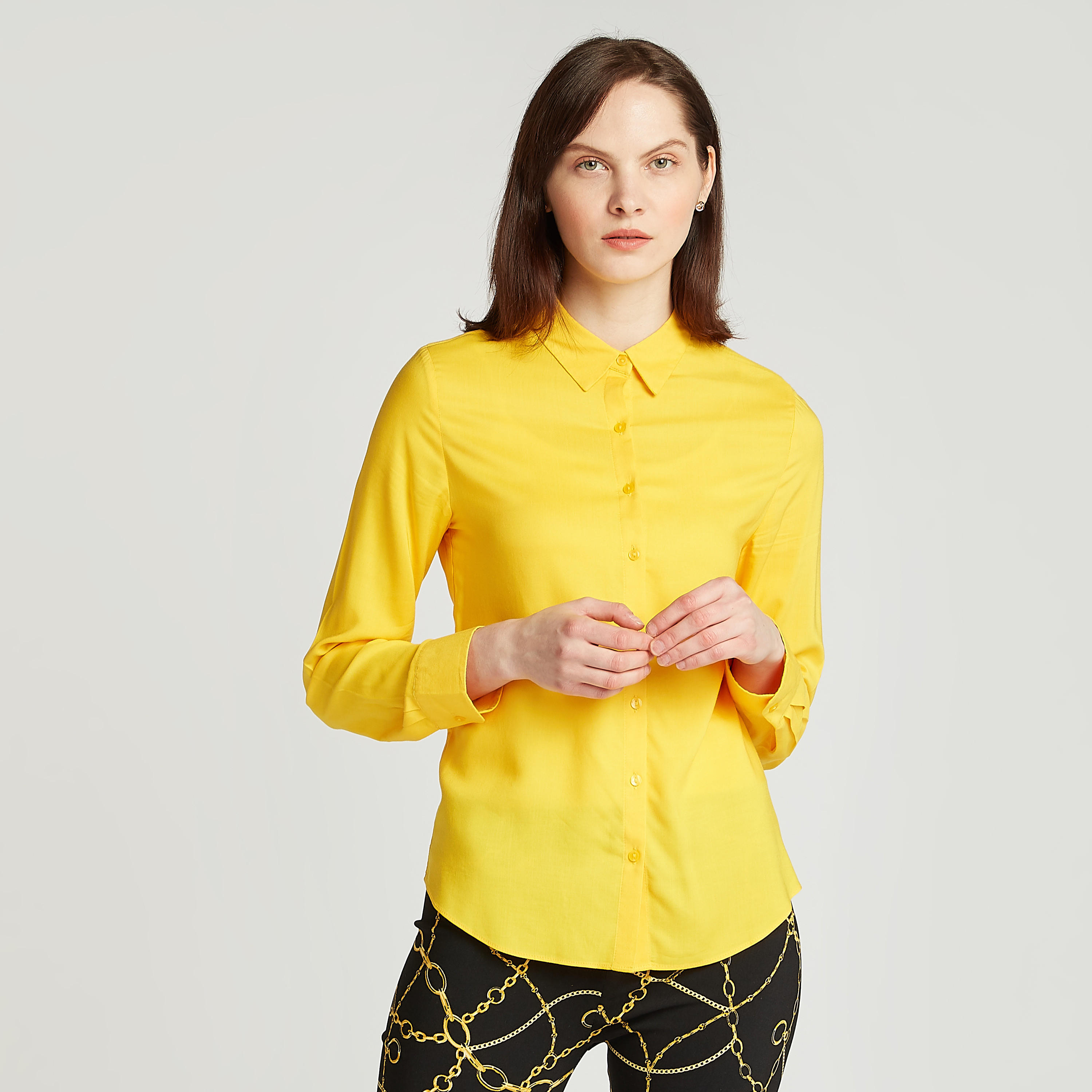قميص سادة بياقة عاديّة وأكمام طويلة-women-clothing-shirtsandblouses-shirts-image-4