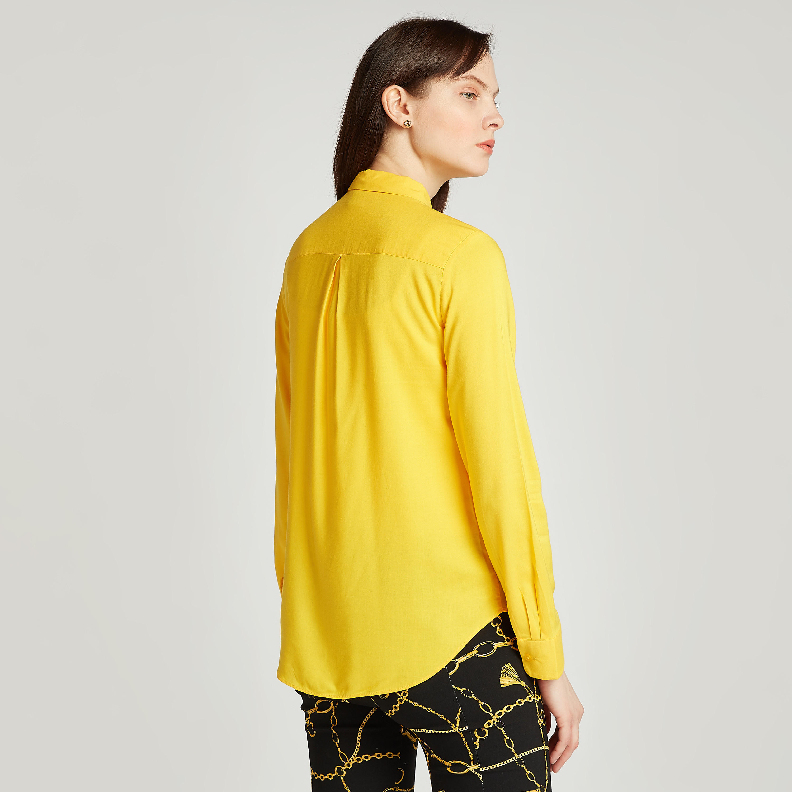 قميص سادة بياقة عاديّة وأكمام طويلة-women-clothing-shirtsandblouses-shirts-image-1