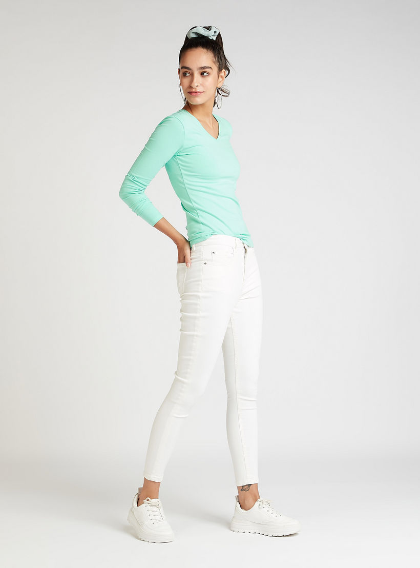 تيشيرت سادة بياقة v وأكمام طويلة-women-clothing-tshirts-image-3