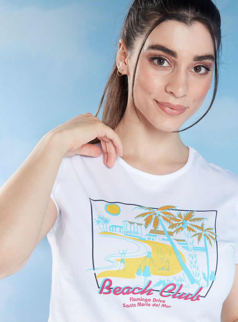تيشيرت مستدام سليم فيت بياقة ضيّقة وأكمام قصيرة-women-clothing-tshirts-image-4