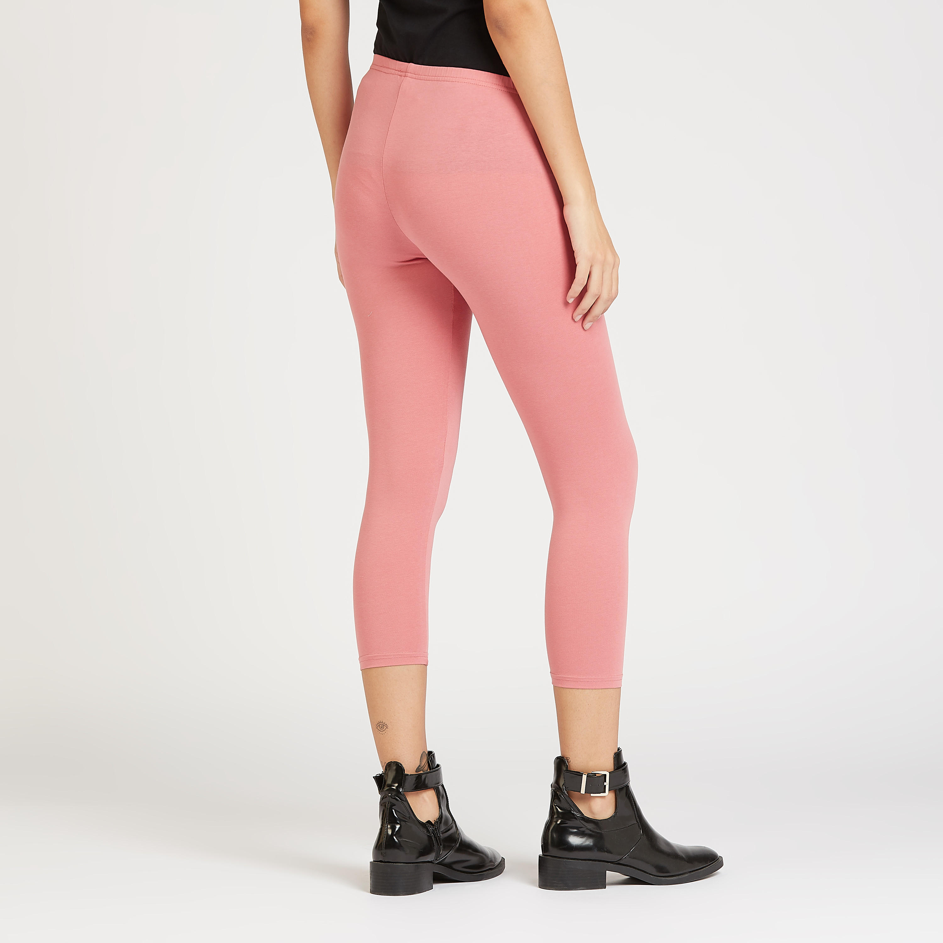 Solid Cropped Leggings with Elasticised Waistband-women-clothing-bottoms-leggings-image-4