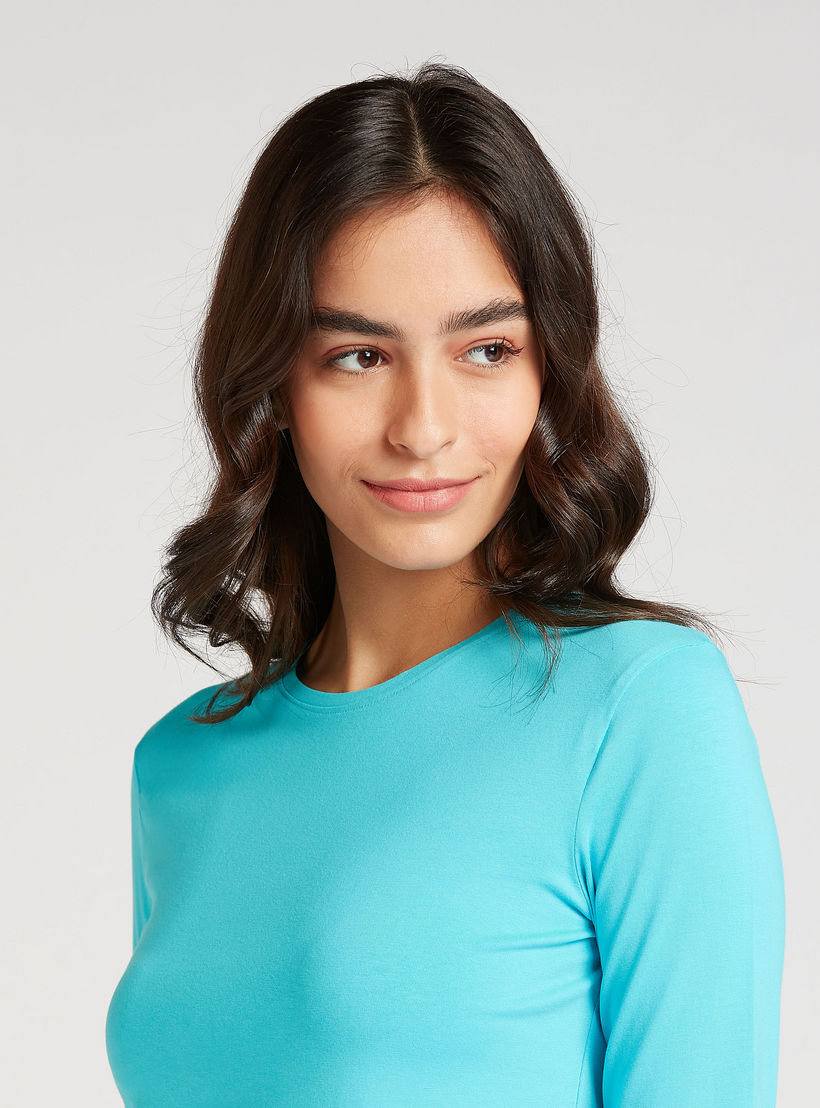 تيشيرت سادة بياقة ضيّقة وأكمام طويلة-women-clothing-tshirts-image-3