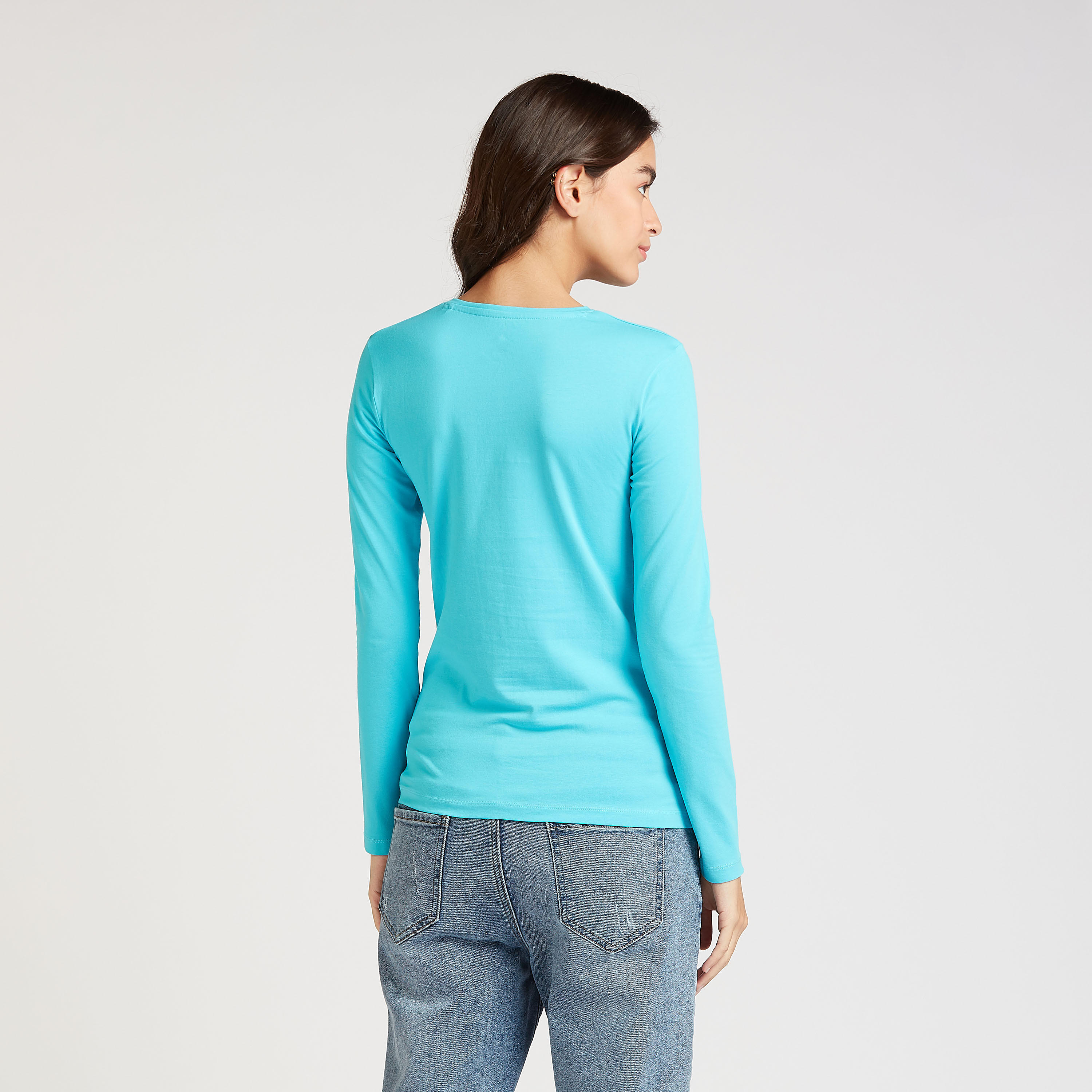 تيشيرت سادة بياقة ضيّقة وأكمام طويلة-women-clothing-tshirts-image-2