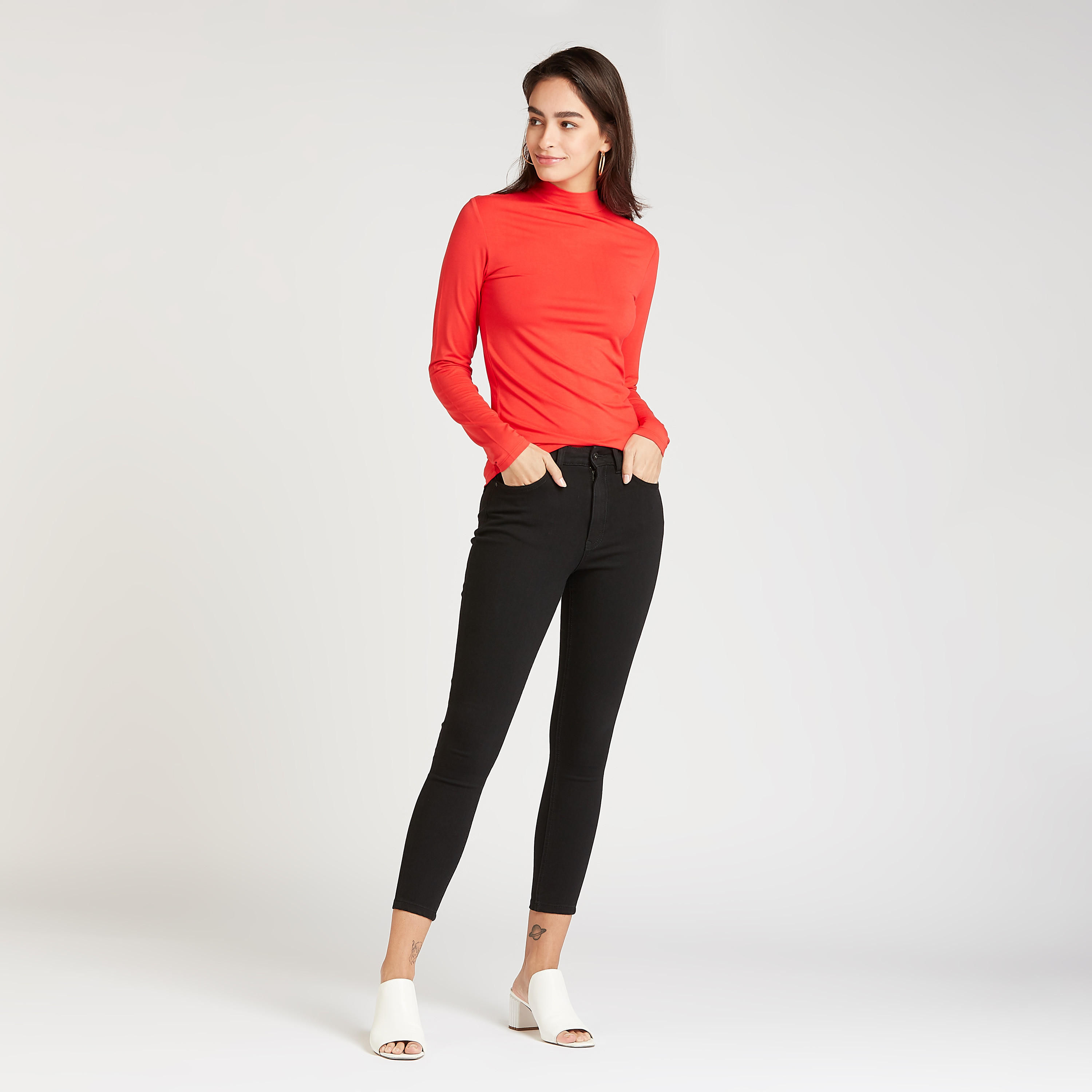 Solid T-shirt with Long Sleeves and Turtle Neck-women-clothing-tshirts-image-2